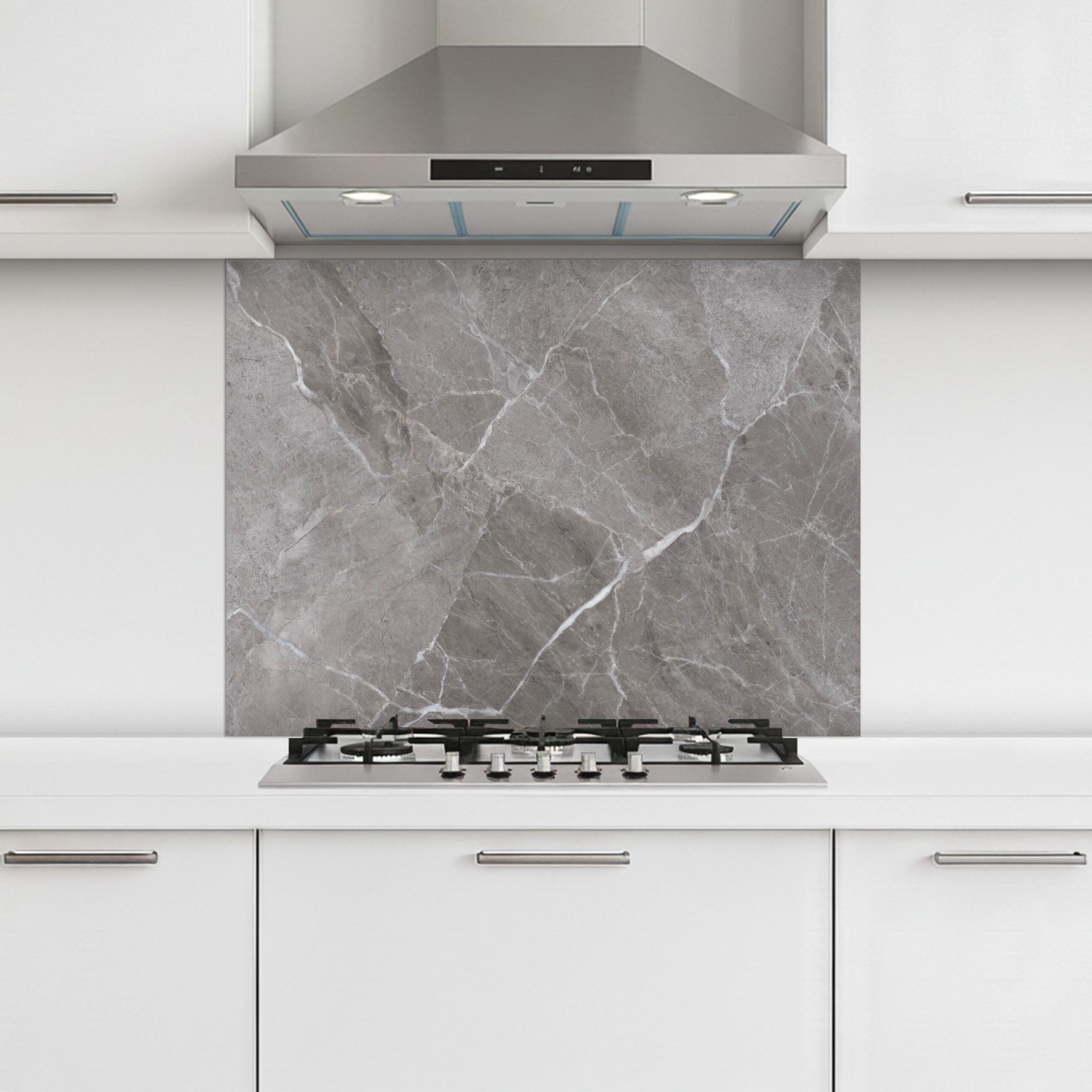 MuchoWow Küchenrückwand selbstklebend Marmor - Grau, (1-tlg), Küchenrückwand Küchenfront Platte, 80x60 cm