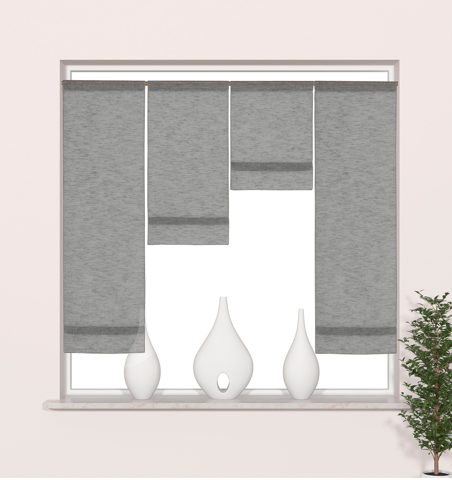 EXPERIENCE Scheibengardine Scheibengardine modern 3er I 4er Mini Flächenvor günstig online kaufen