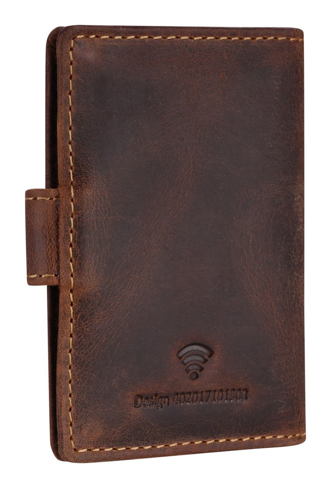 Greenburry Geldscheinklammer Card-Clip Case RFID, aus echtem Rindsleder mit RFID-Blocker Schutz