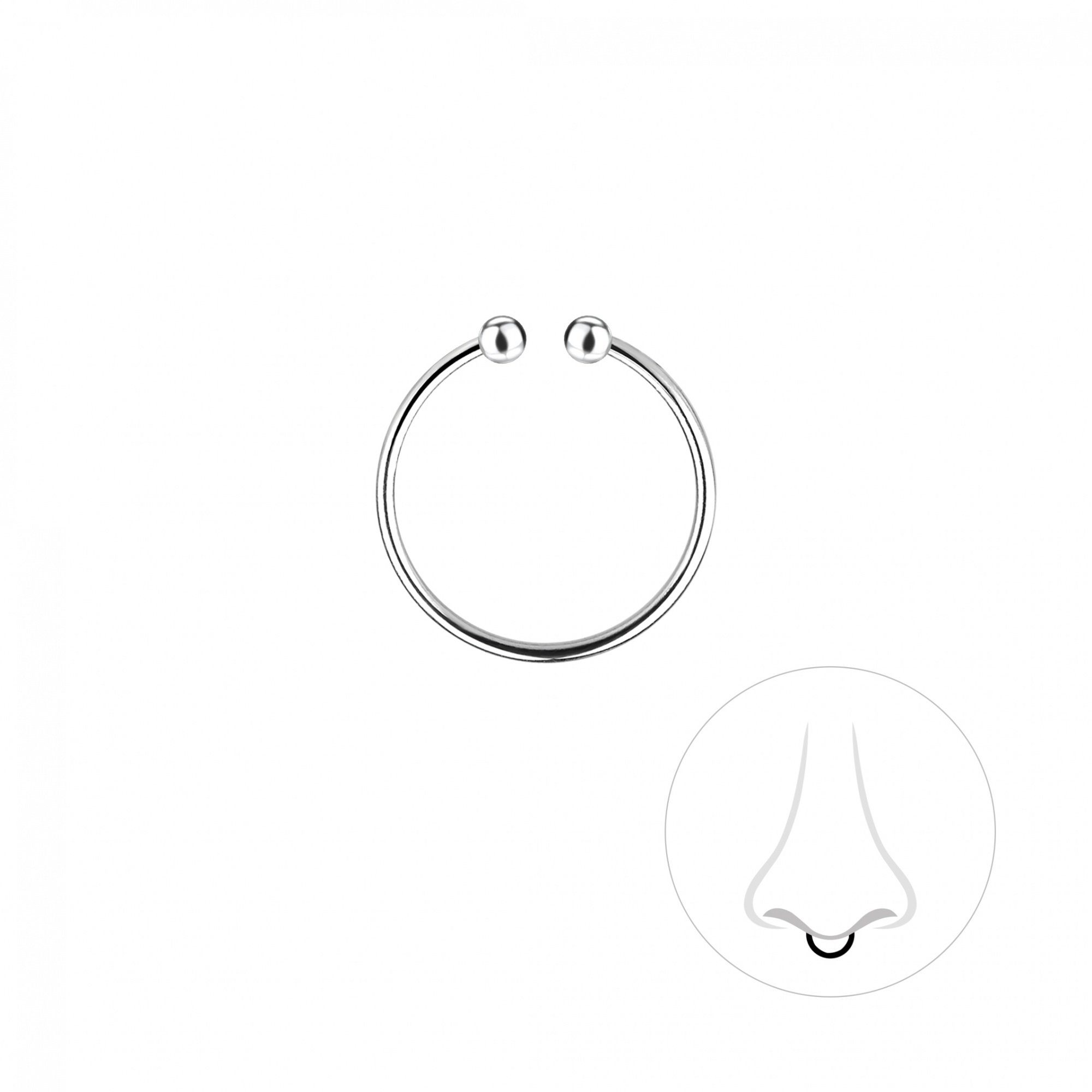 ALEXANDER YORK Nasenpiercing Septumring HUFEISEN 12 mm, 925 Sterling Silber
