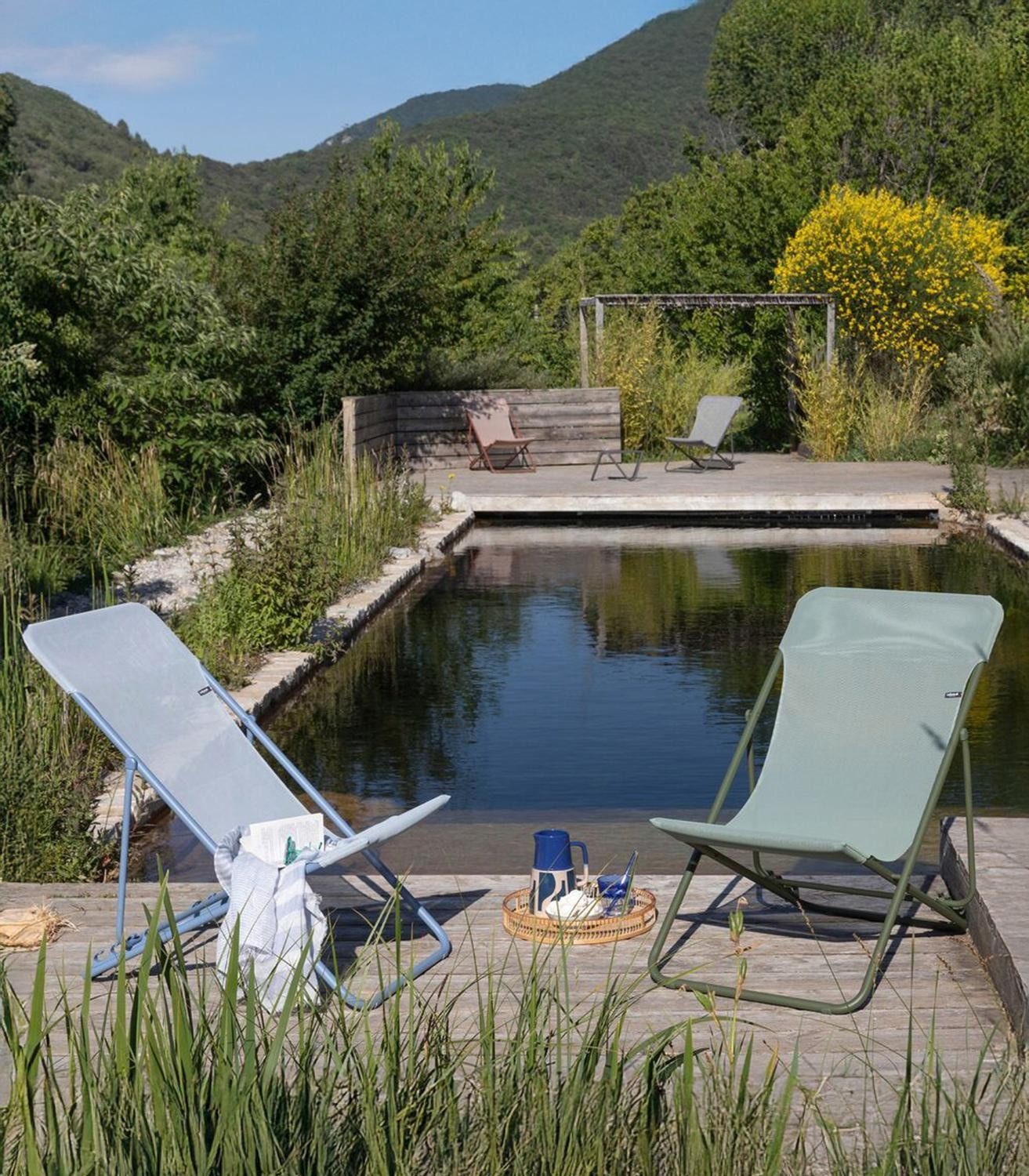 Lafuma Klappstuhl MAXI TRANSAT, Moosgrün, Stahlrahmen, Batyline, Klappbar, verstellbare Rückenlehne, B 62 x H 91 x T 95 cm