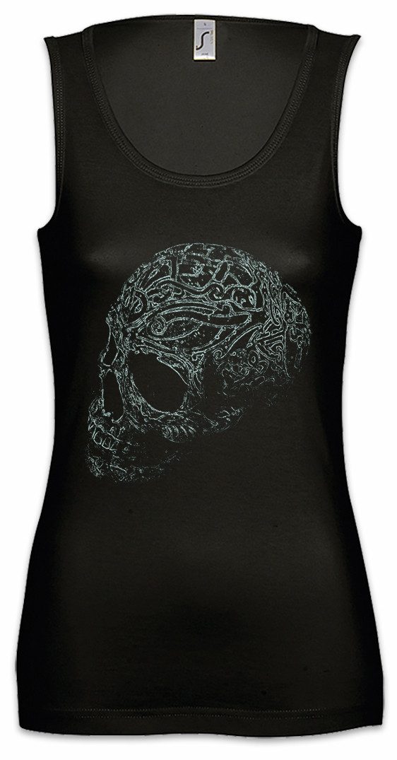 Urban Backwoods Tanktop Ornament Skull I Ärmelloses Damen T-Shirt Schädel Dead Death Totenkopf Tattoo Art Rockabilly
