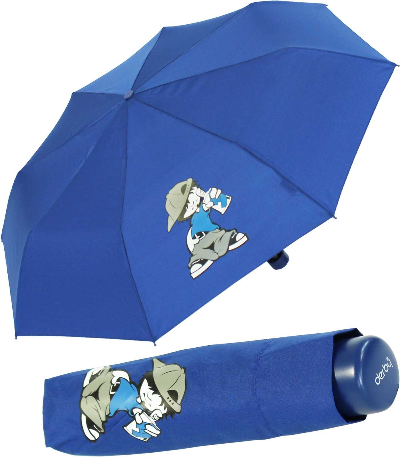 den Mini boy leicht mit Jungen Schule derby blau, für Motiven Kids leichter Schirm Kinderschirm ein Schulweg - coolen Taschenregenschirm