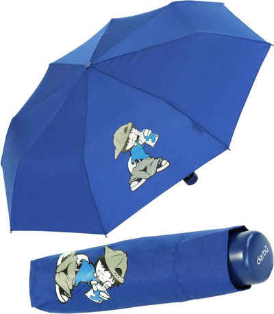 derby Taschenregenschirm »Mini Kinderschirm Jungen leicht Kids Schule - blau«, ein leichter Schirm für den Schulweg mit coolen Motiven