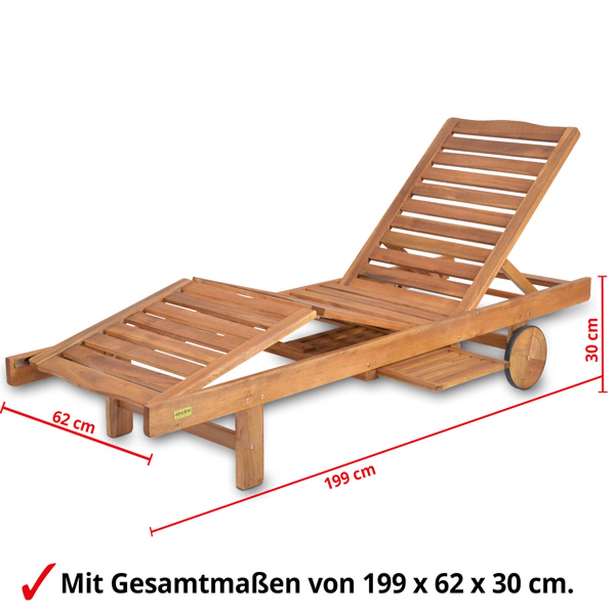 Hecht Gartenliege Resort A, Akazienholz, 199 x 62 x 30 cm (L x B x H), Ausz günstig online kaufen