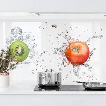 Bilderdepot24 Küchenrückwand bunt dekor Obst Frische Früchte Komposition Wandverkleidung Küche, (1-tlg., Nischenrückwand - für Fliesenspiegel ohne Bohren - matt), Spritzschutz Rückwand Küche Herd - Folie selbstklebend versch. Größen