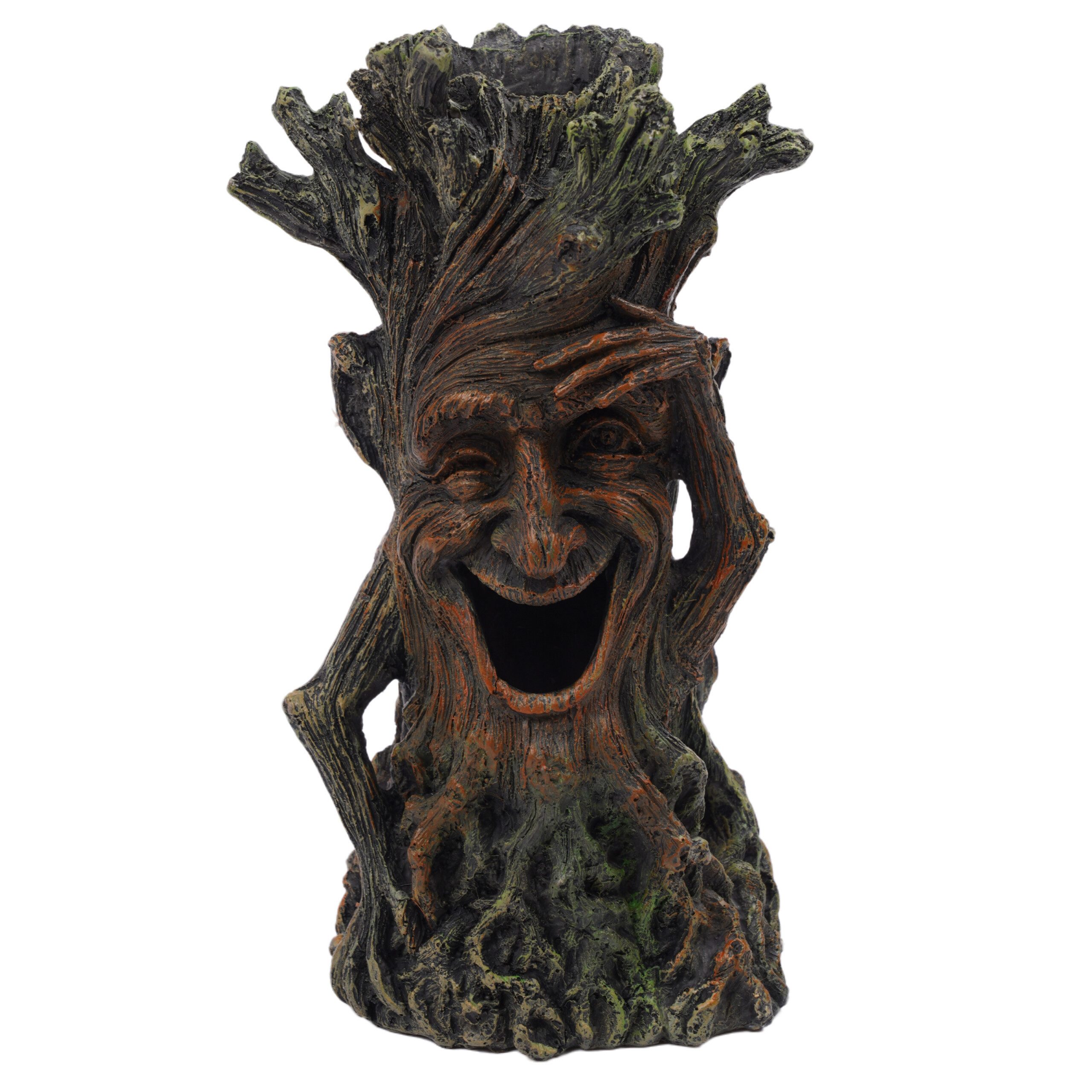 relaxdays Aquariendeko Aquarium Deko Baum mit Gesicht, (1-tlg)