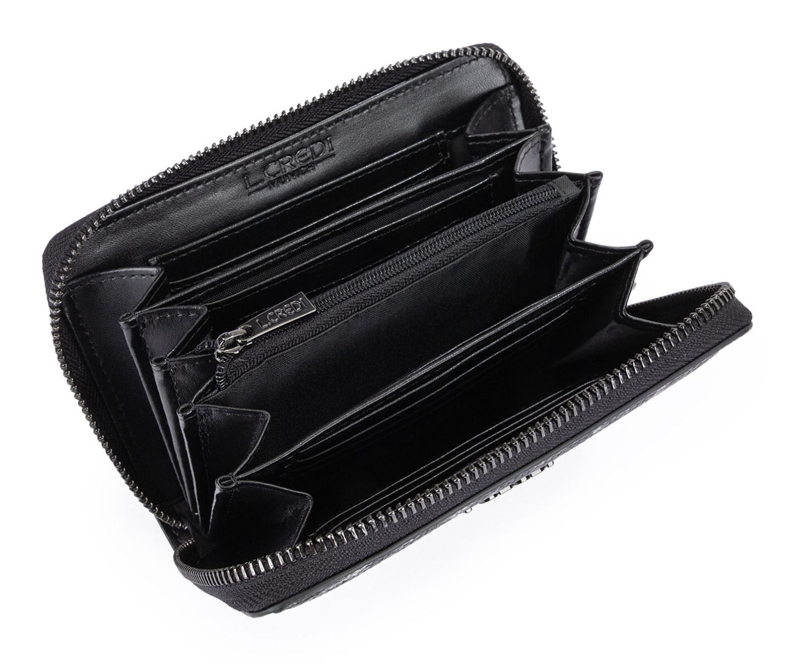 L. CREDI Geldbörse Zip Around Wallet, mit RFID-Blocker Schutz