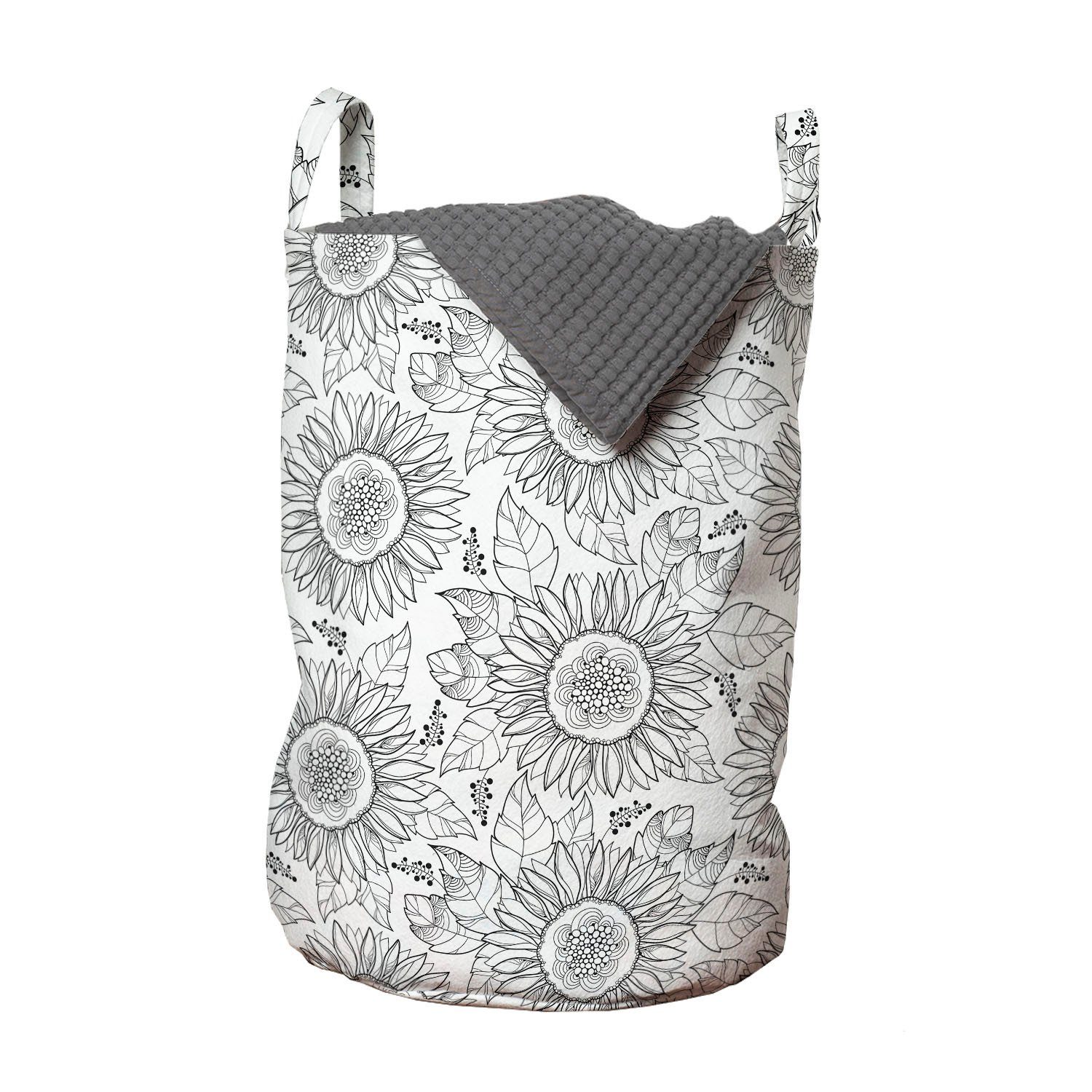 Abakuhaus Wäschesäckchen Wäschekorb mit Griffen Kordelzugverschluss für Waschsalons, Blumen Flüchtige Sonnenblumen-Muster