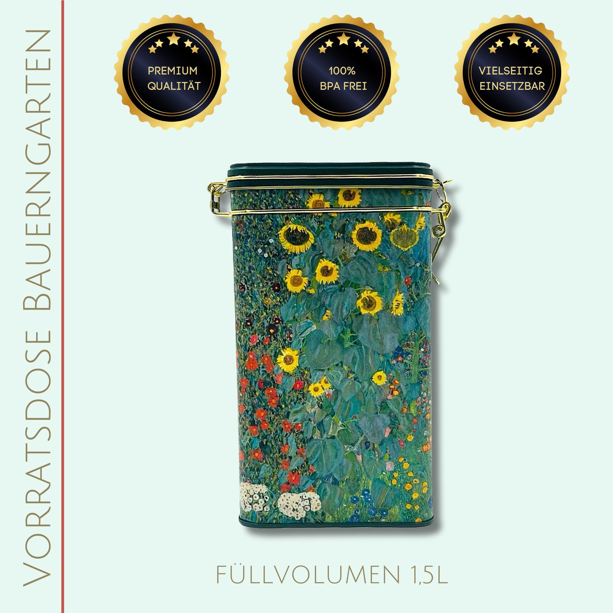 MediMuc Kaffeedose Kaffeedose Bauerngarten, Kaffeedose aufwendig lackiert und geprägt