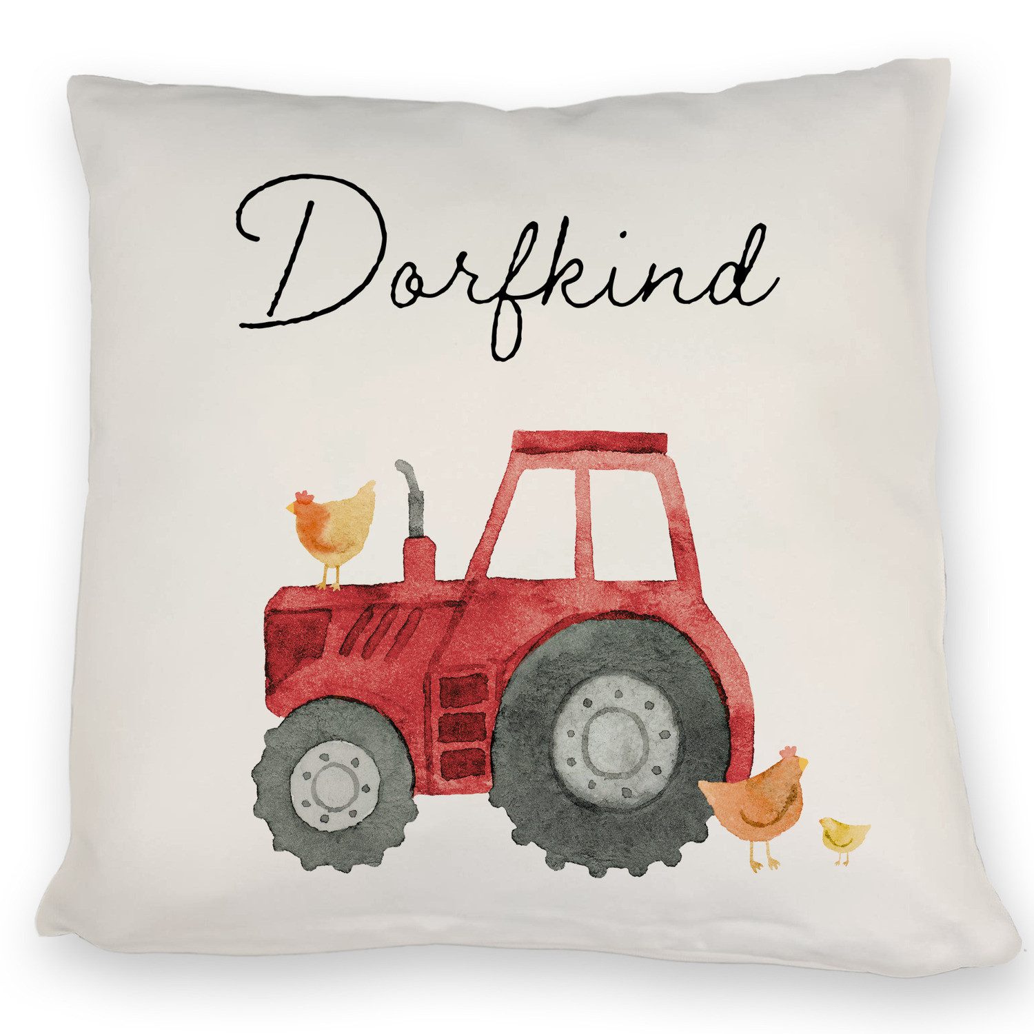 speecheese Dekokissen Dorfkind roter Traktor Kissen