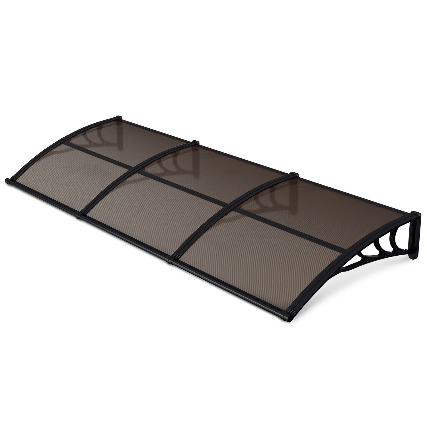 Clanmacy Vordach Haustürvordach mit Regenrinne 300 x 100 cm, Polycarbonat, Braun