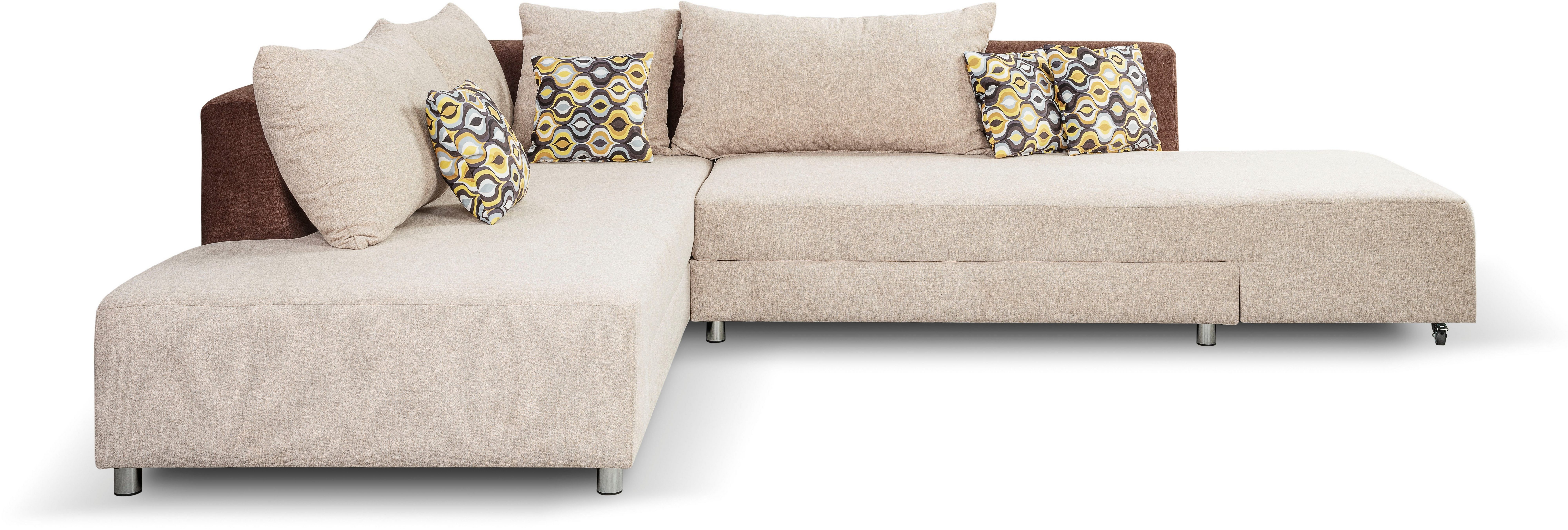 Ecksofa innovativer Beige | Drehfunktion Split, für Liegefläche mit Beige WERK2 Schlaffunktion & Ecksofa Beige |