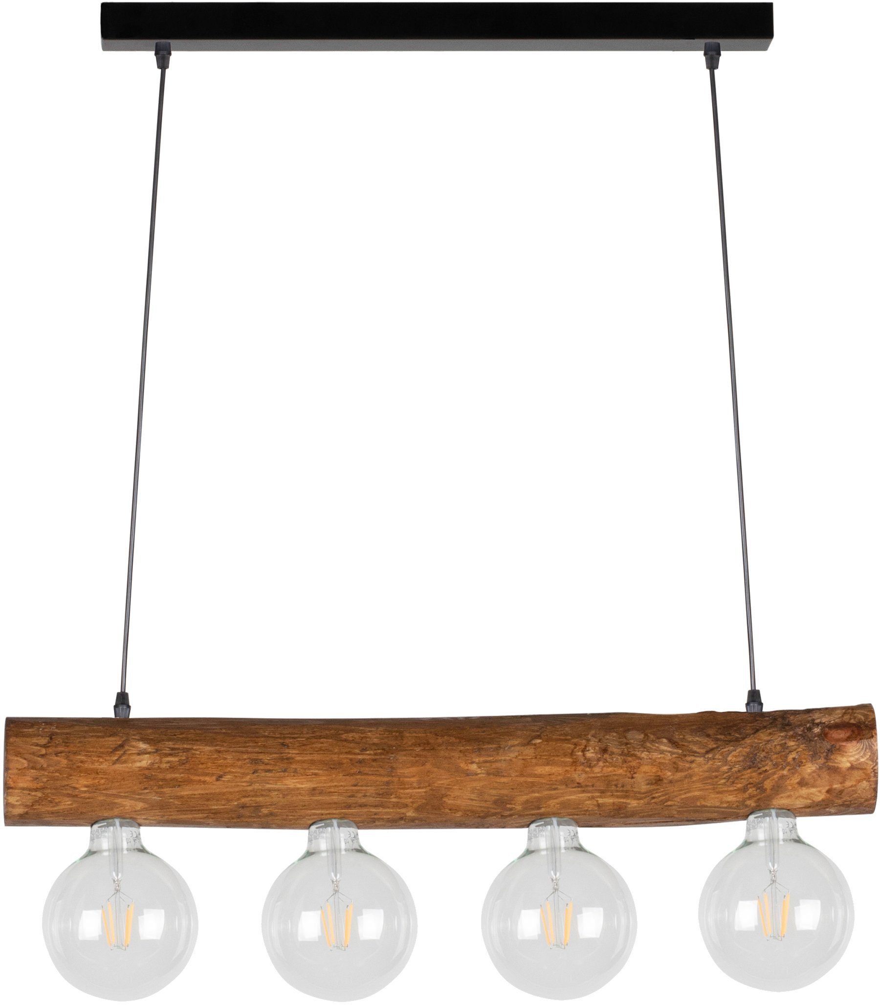 SPOT Light Pendelleuchte TRABO SIMPLE, Leuchtmittel wechselbar, Hängeleuchte, Holzbalken aus massivem Kiefernholz Ø 8-12 cm