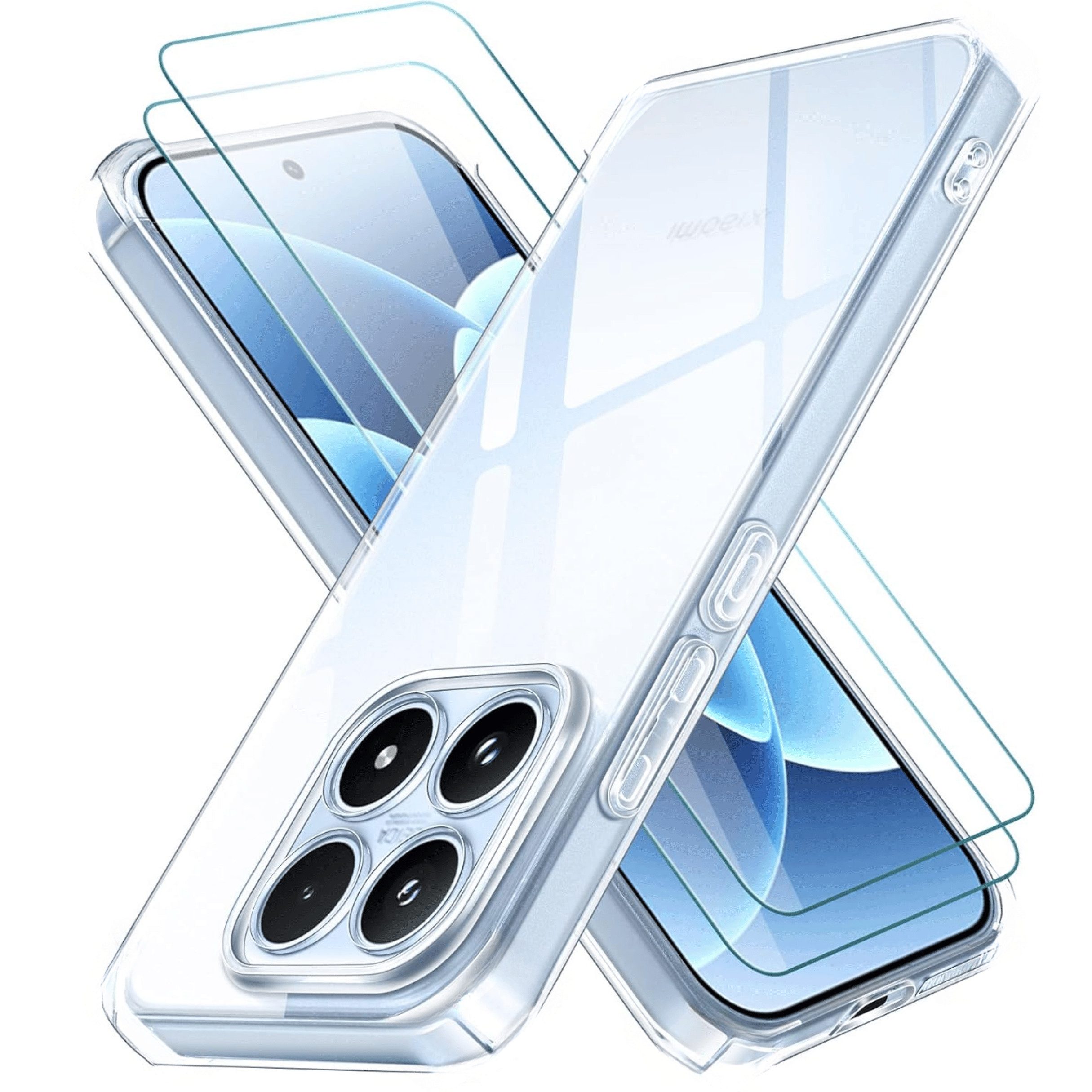 SmartUP Smartphone-Hülle + 2X Schutzglas für Xiaomi 17 Panzerfolie Display Case Screen Slim 9H 6,3 Zoll, kompletter Rundumschutz