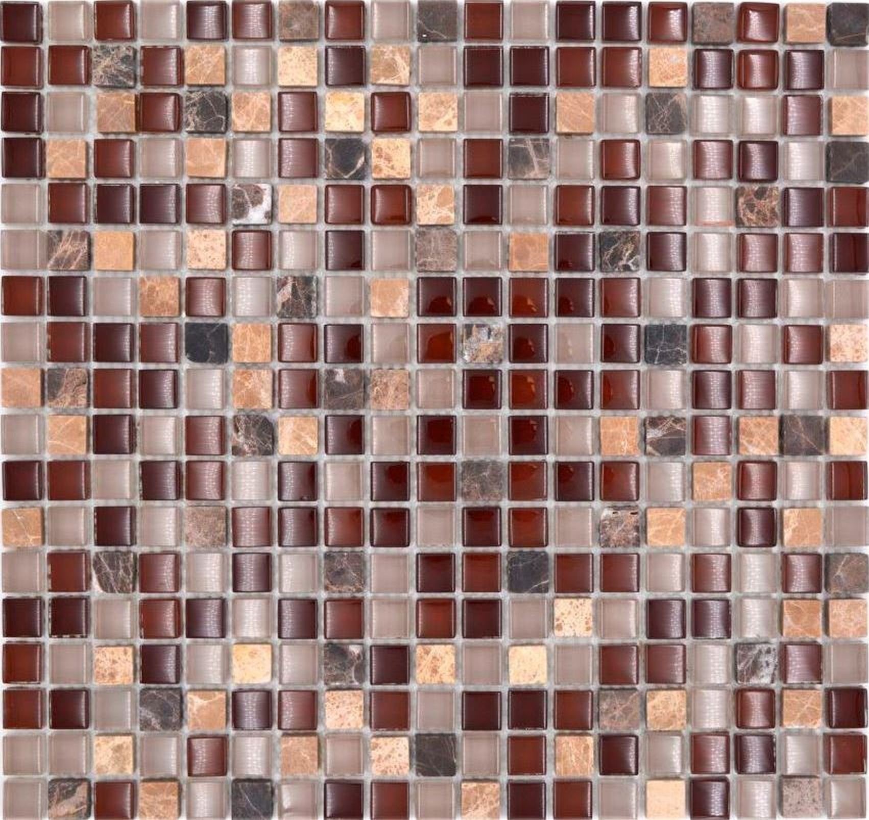 Naturstein Mosaikfliesen Glasmosaik dunkelbraun hellbraun Mosaikfliese Mosani