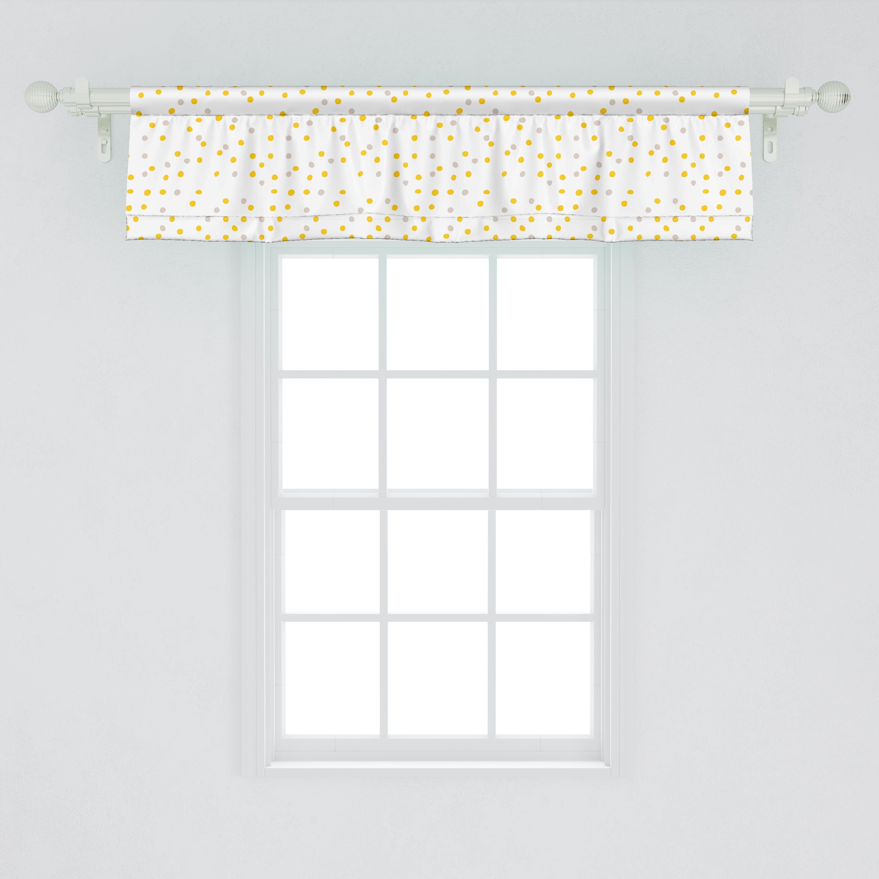 Scheibengardine Vorhang mit Dekor Microfaser, Stangentasche, für Küche Volant Abakuhaus, Punkte Spots Mini Zufällige Gelbe Schlafzimmer