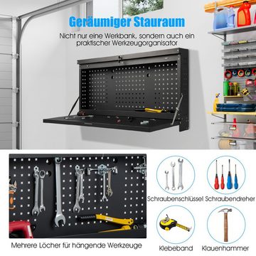 COSTWAY Werkzeugschrank Wandmontage mit Lochwand, abschließbar, bis 50kg