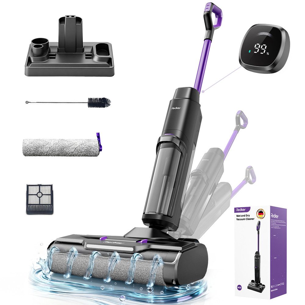 Redkey Nass-Trocken-Akkusauger 2025 Nass Trockensauger 18000Pa Nass-Trocken-Staubsauger Smart 3 in 1, 190 W, Nass- und Trockensauger mit ergonomischem Griff,Multifloor-Reiniger