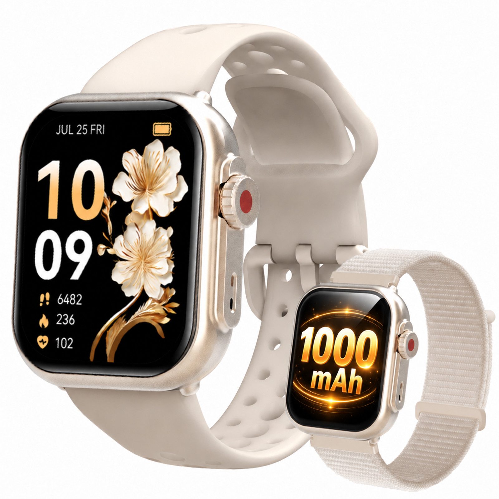 ANYSUN Smartwatch Damen Herren mit 1000mAh Akku, Smartwatch (4.65 cm/1,83 Zoll) Fitness Tracker Uhr für Damen Herren 30 Tage Ultralange Standby, 24H Telefonfunktion/Herzfrequenz/SpO2/Schlaf,100+Sportmodi Android iOS