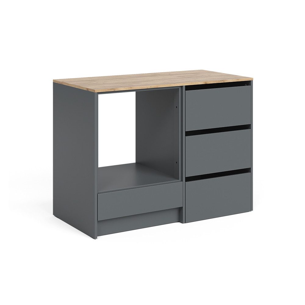 Vicco Herdumbauschrank Viktor, Anthrazit/Goldkraft Eiche, 116.8 cm mit 4 praktischen Schub...
