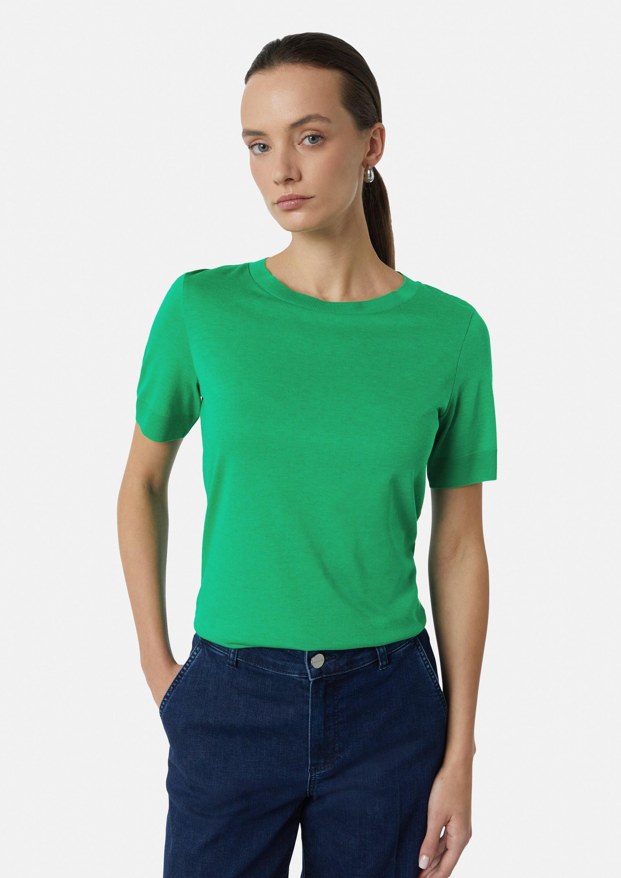 comma Kurzarmshirt T-Shirt Strickjersey-Shirt im Slim Fit mit Rippblende günstig online kaufen