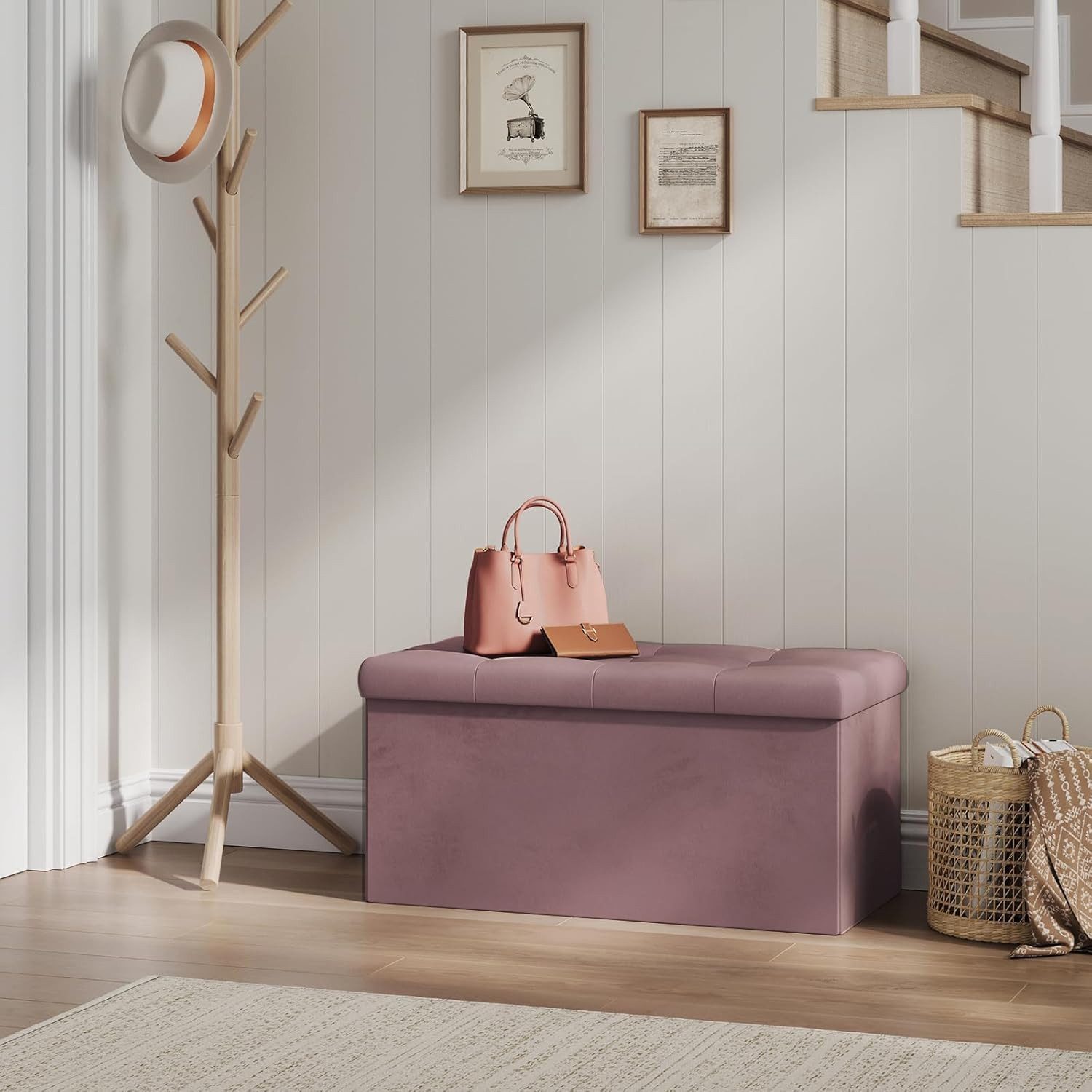 Woltu Sitzhocker (1 St), mit Stauraum, Sitzbank faltbar, aus Samt, 76x37,5x günstig online kaufen