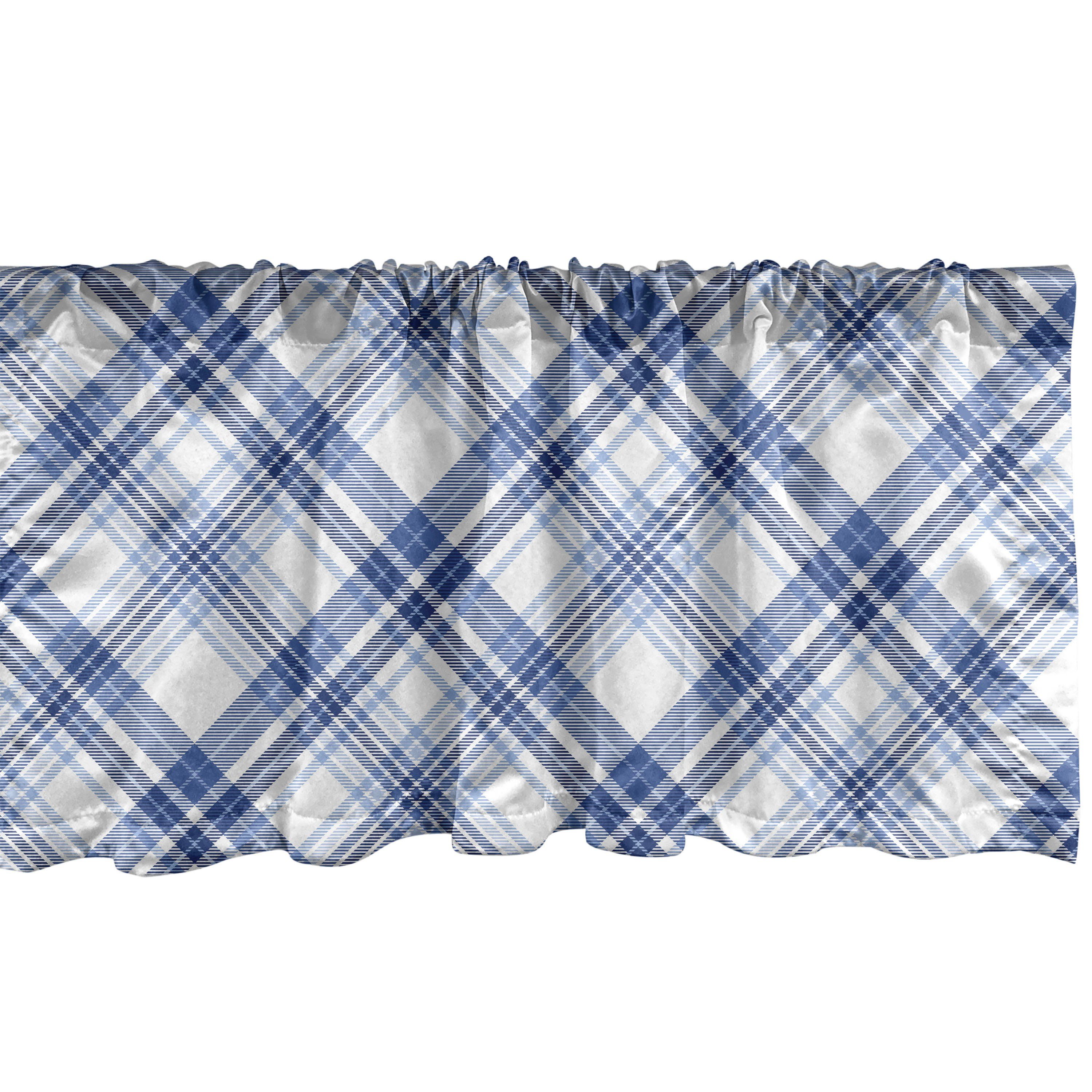 Scheibengardine Vorhang Volant für Küche Schlafzimmer Dekor mit Stangentasche, Abakuhaus, Microfaser, Marine-Plaid Mode diagonale Linien
