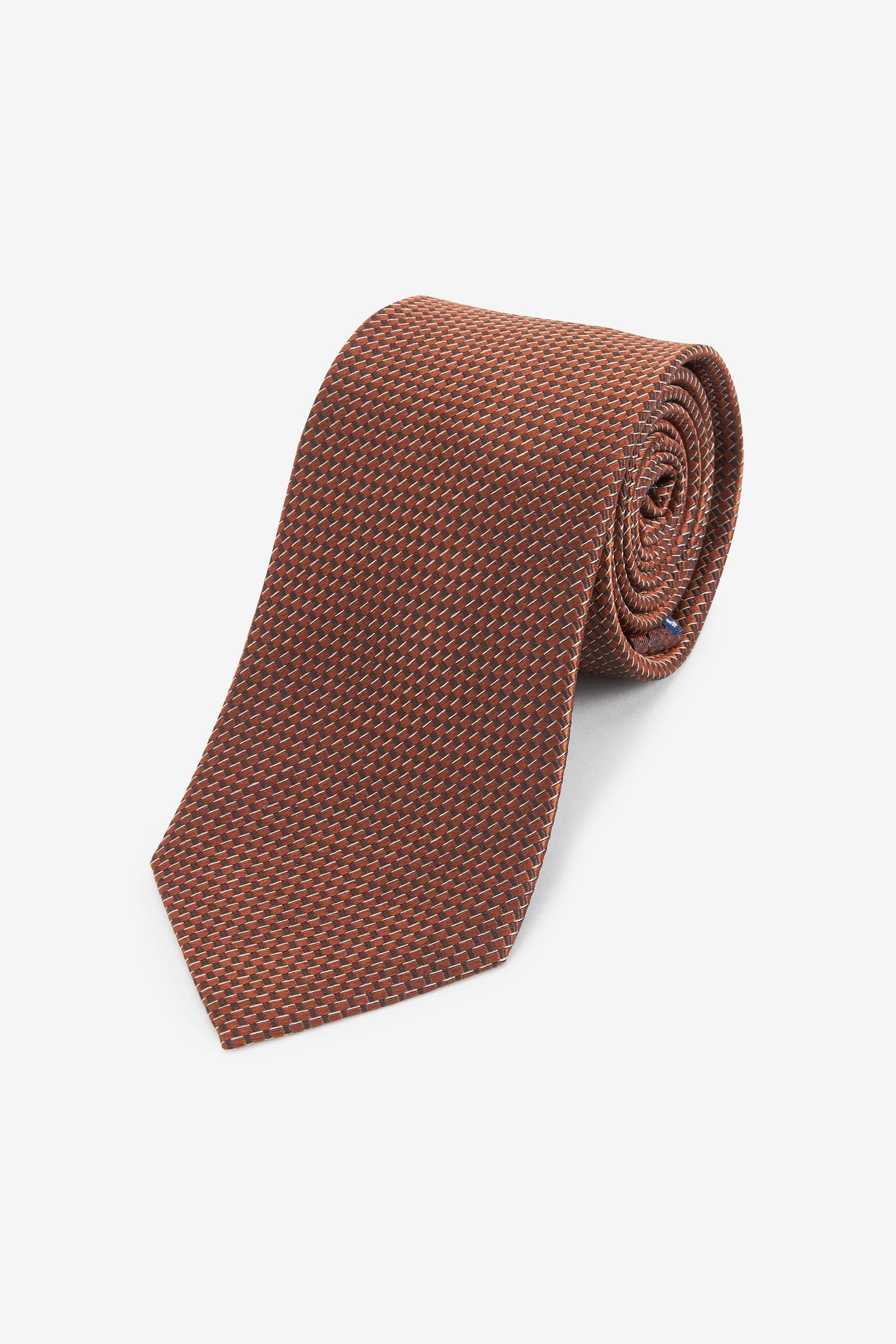 Next Krawatte Strukturierte Seidenkrawatte (1-St) Brown Rust