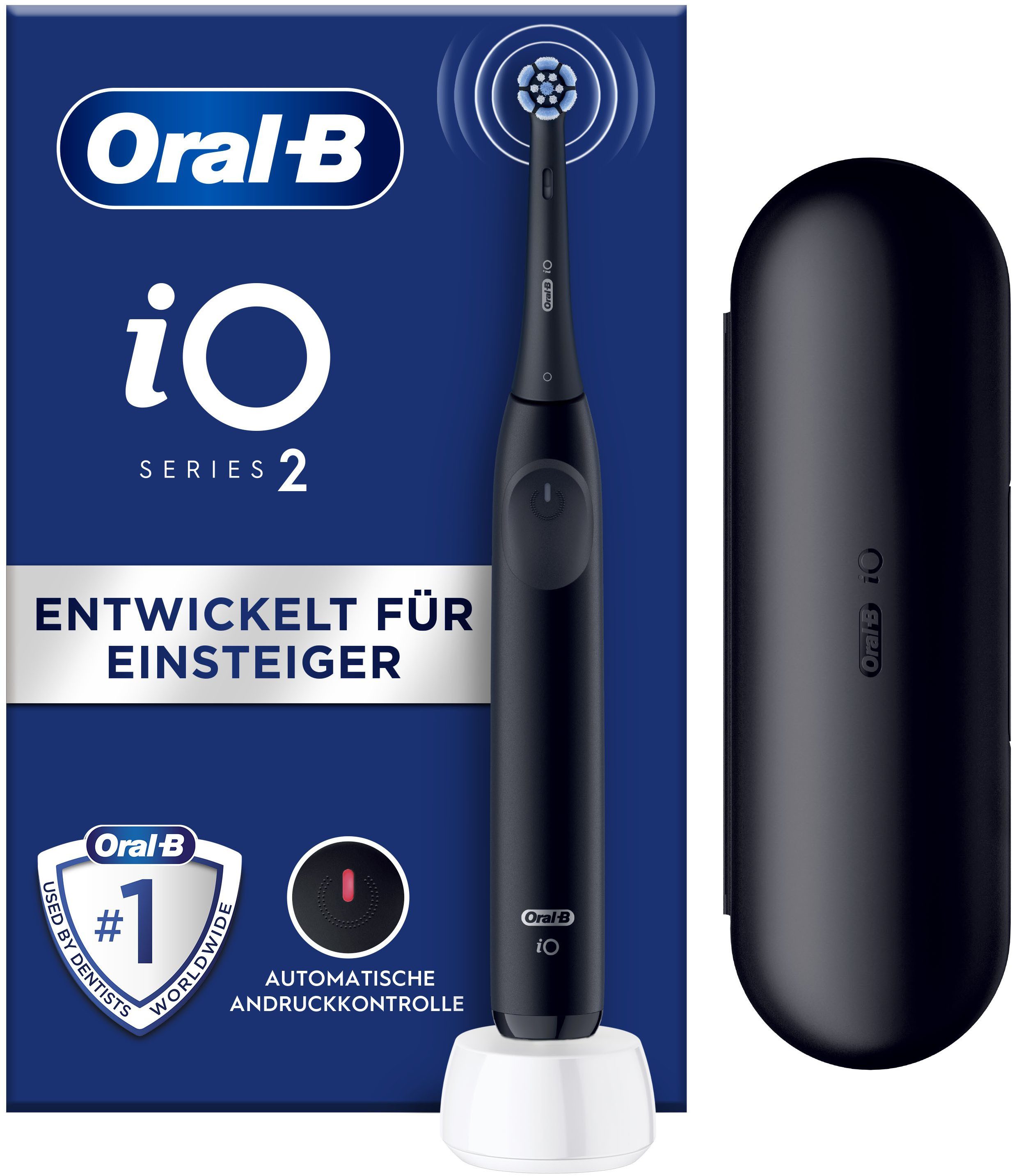 Oral-B Elektrische Zahnbürste iO Series 2, Aufsteckbürsten: 1 St., für die sanfte Reinigung, Reise-Etui