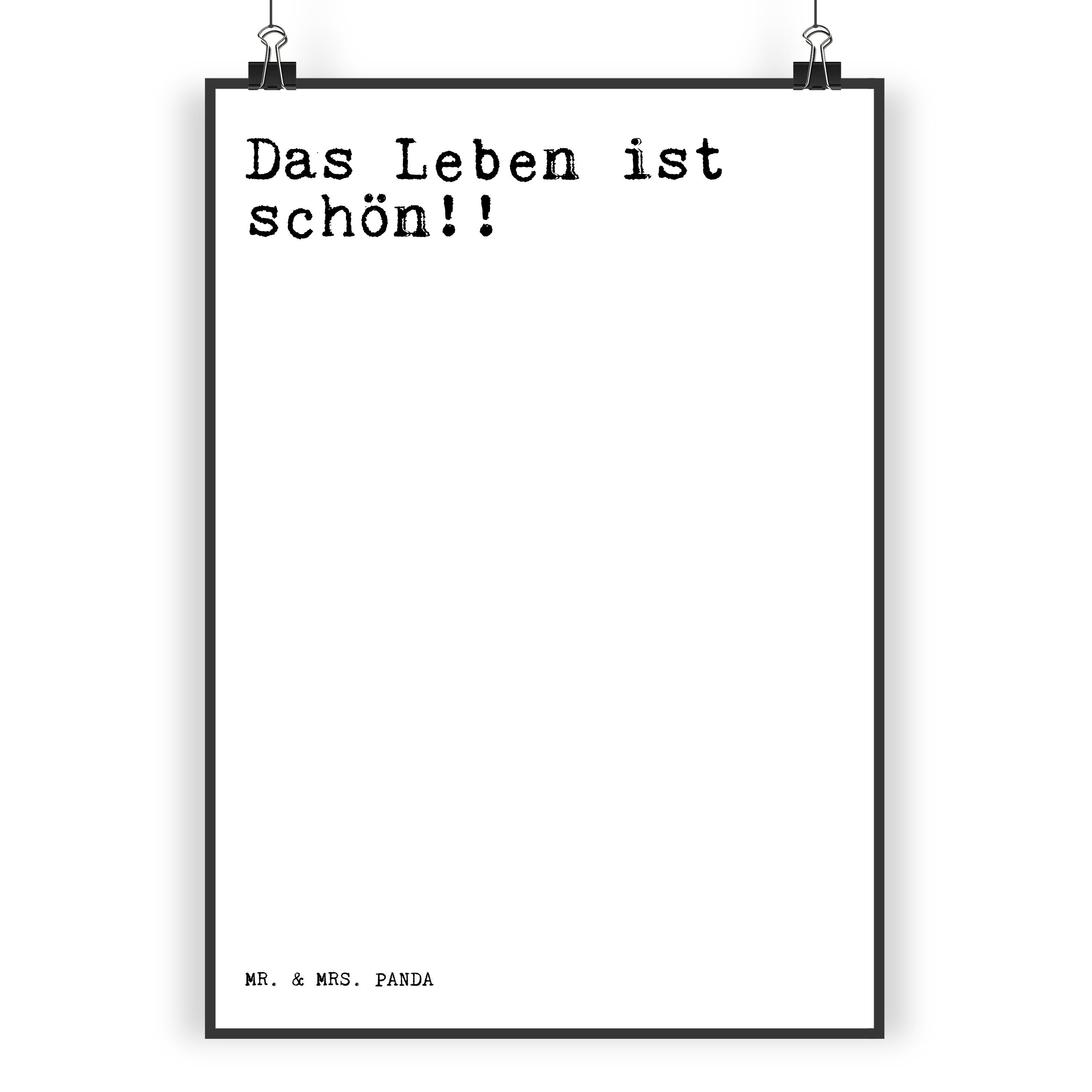 Mr. & Mrs. Panda Poster »Das Leben ist schön!!... Weiß Geschenk