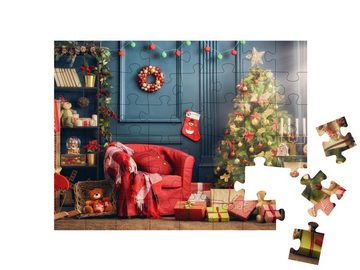 puzzleYOU Puzzle Weihnachtlich geschmücktes Wohnzimmer, 48 Puzzleteile, puzzleYOU-Kollektionen Weihnachten
