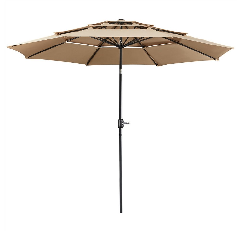 Yaheetech Sonnenschirm ∅ 324 cm, Gartenschirm mit 3-lagigem Dach, Sonnenschutz UPF 50+, neigbar