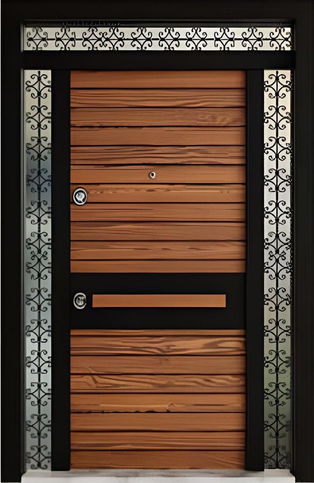 Xlmoebel Haustür Braune Designer Eingangstüren - Robuste Sicherheitstüren (Haustür, 1x Haustür; 5x Schlüssel; 1x Griffset), Made in Europa