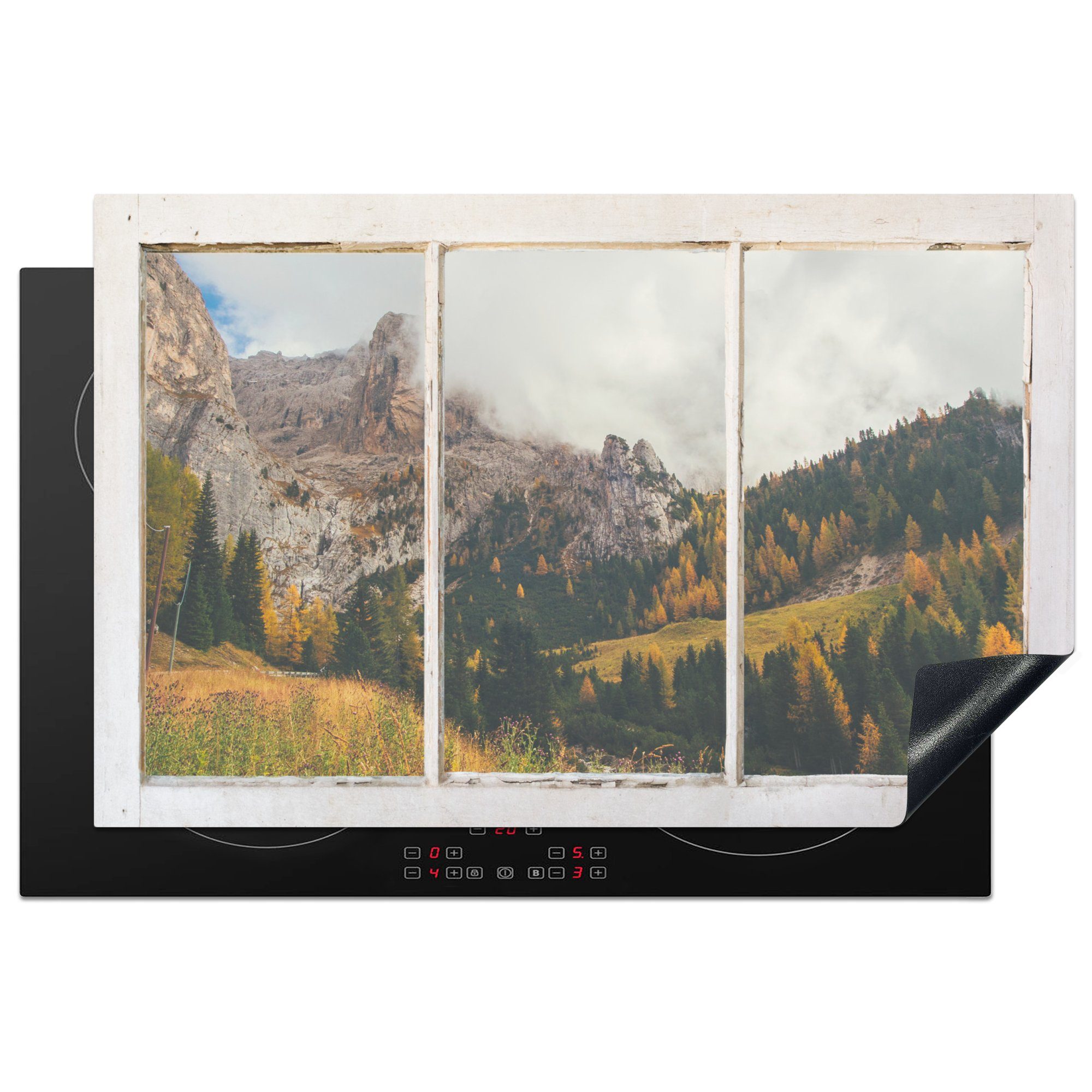MuchoWow Herdblende-/Abdeckplatte Ansicht - Landschaft - Baum, Vinyl, (1 tlg), 81x52 cm, Induktionskochfeld Schutz für die küche, Ceranfeldabdeckung