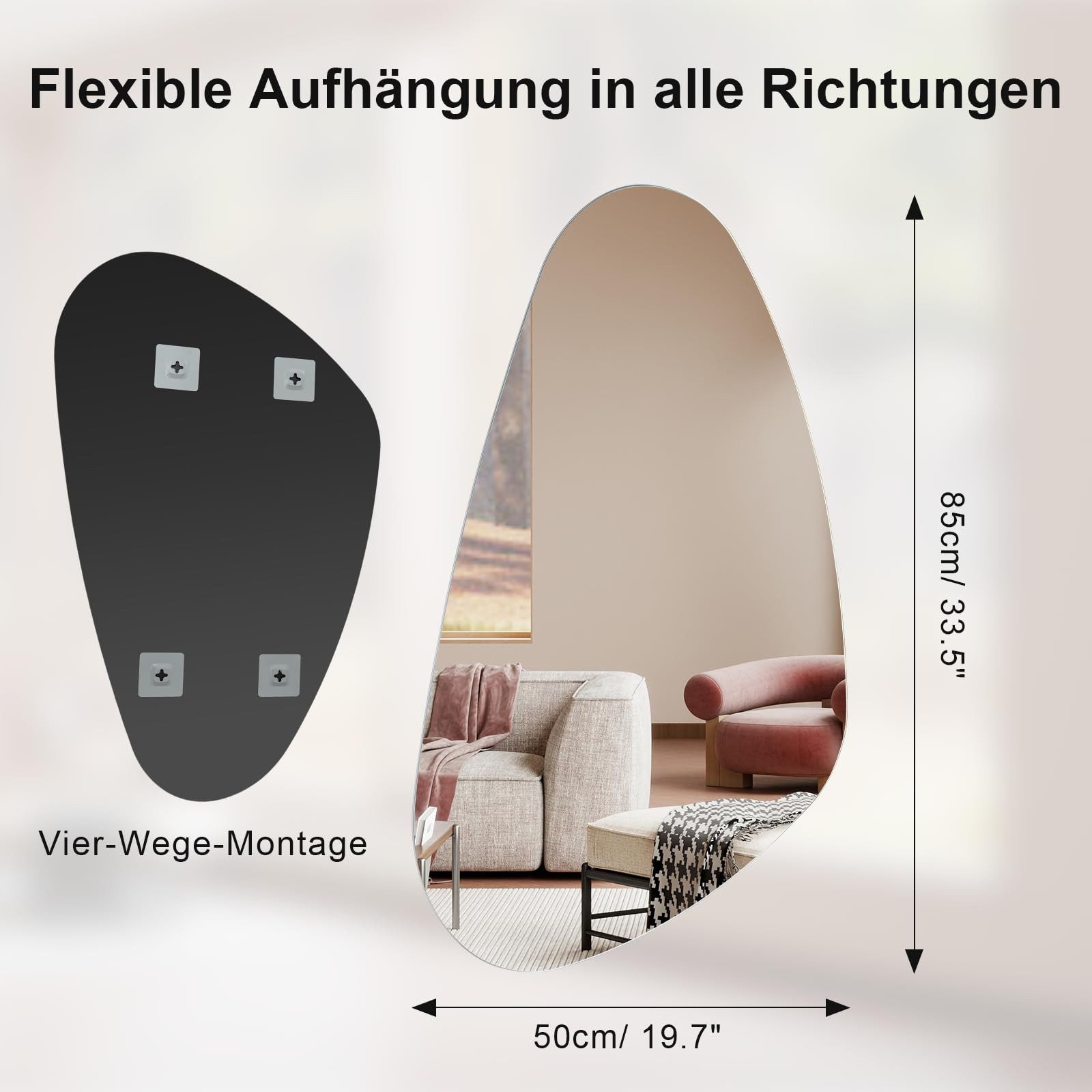 Youyijia Kosmetikspiegel Asymmetrischer Spiegel Dekorativ – Rahmenloser HD günstig online kaufen