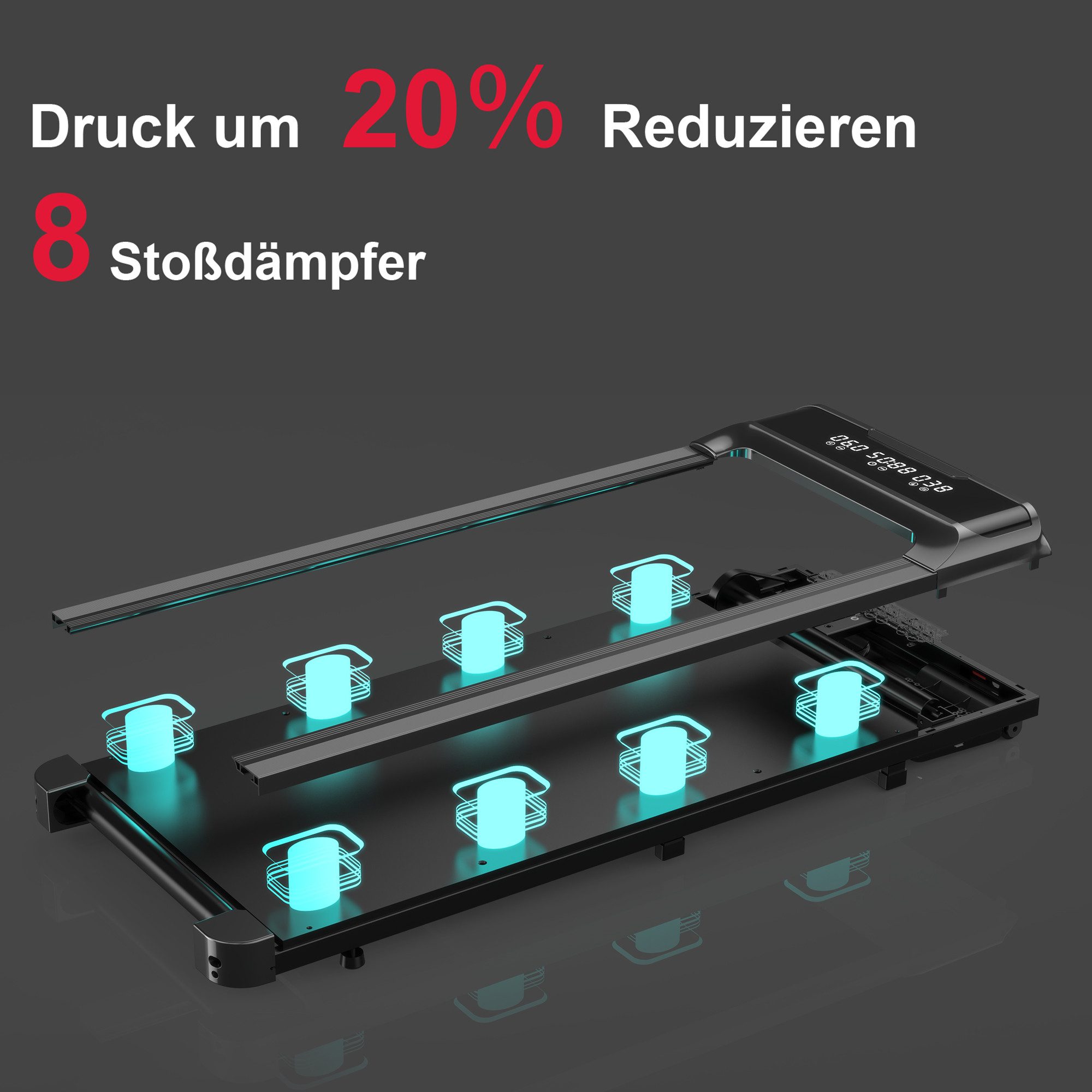 Hamlody Laufband Klappbare Laufbänder für Zuhause, 1-10 km/h, Bürstenloser Motor (LCD-Display, leise, platzsparend und Fernbedienung, Mit Fallschutzclip), Walking Pad für Zuhause Klein Laufpad mit Werkzeugsatz