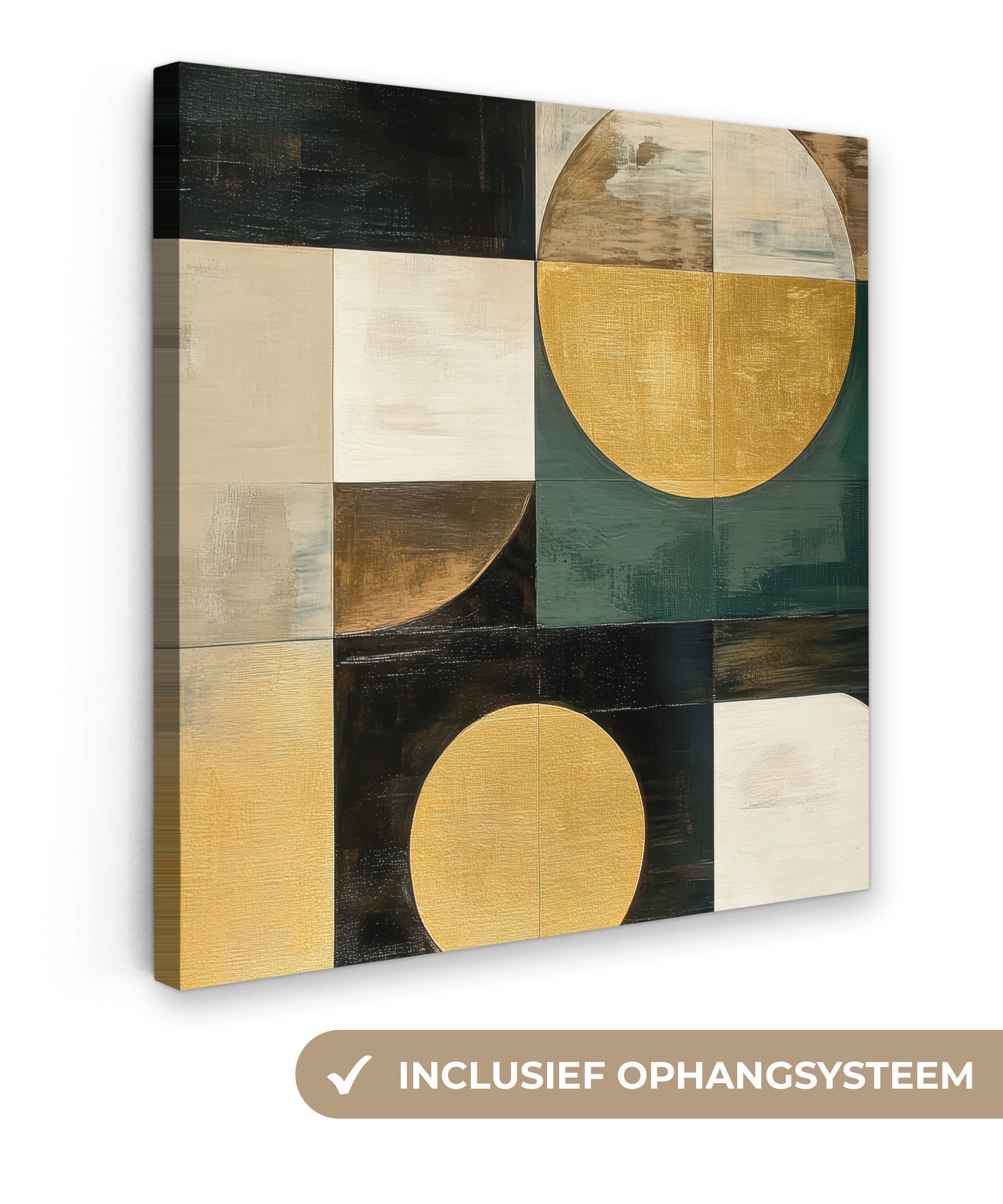 OneMillionCanvasses® Leinwandbild Abstrakt - Gold - Bronze - Formen - Geometrisch, Fotodruck (1 St), Wandbild, Deko Schlafzimmer Wohnzimmer Flur 20x20 cm