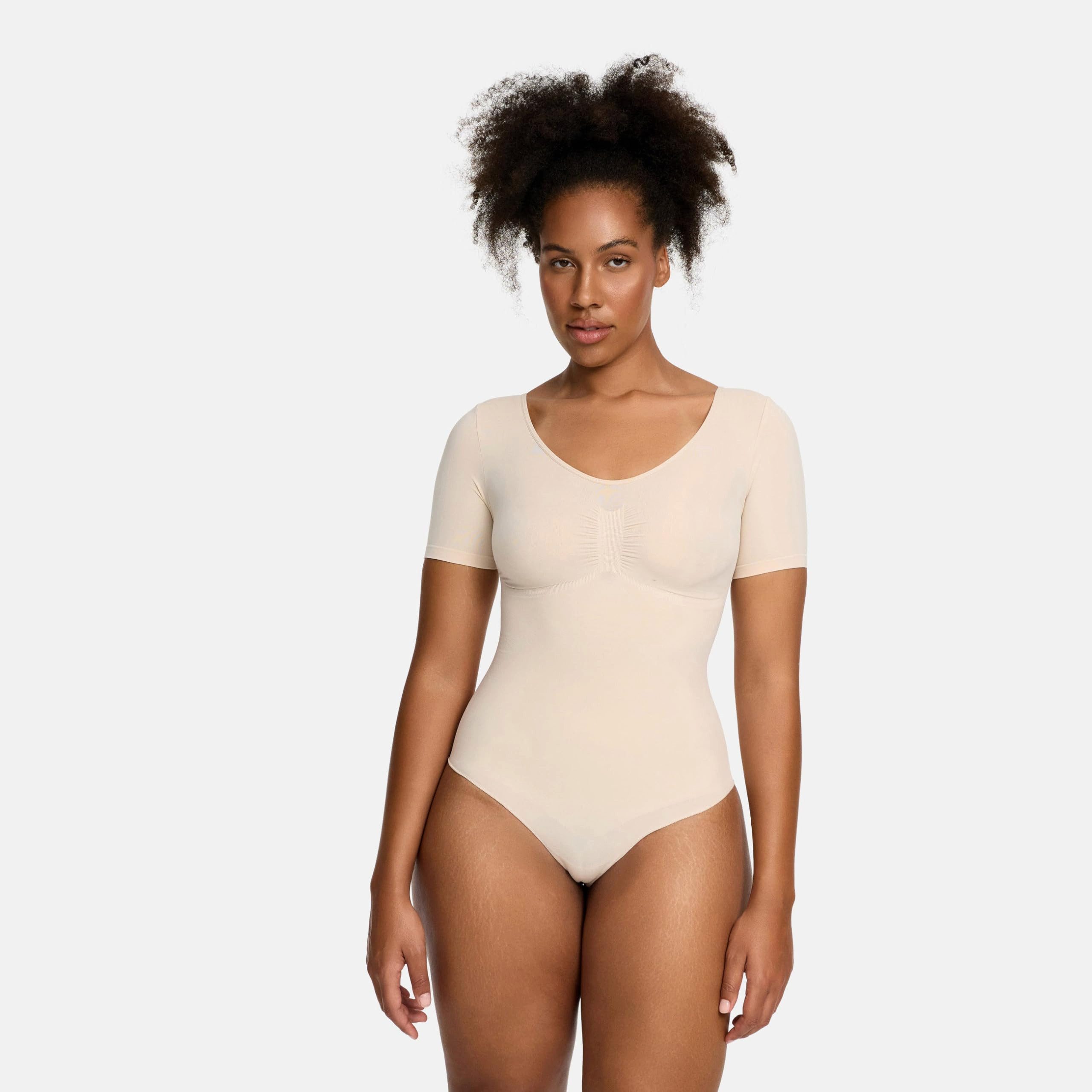 cfab by creamy fabrics Miederbody T-Shirt Bodysuit Sculpting Shapewear mit Slip-Sand-M (1-tlg) Figurformend