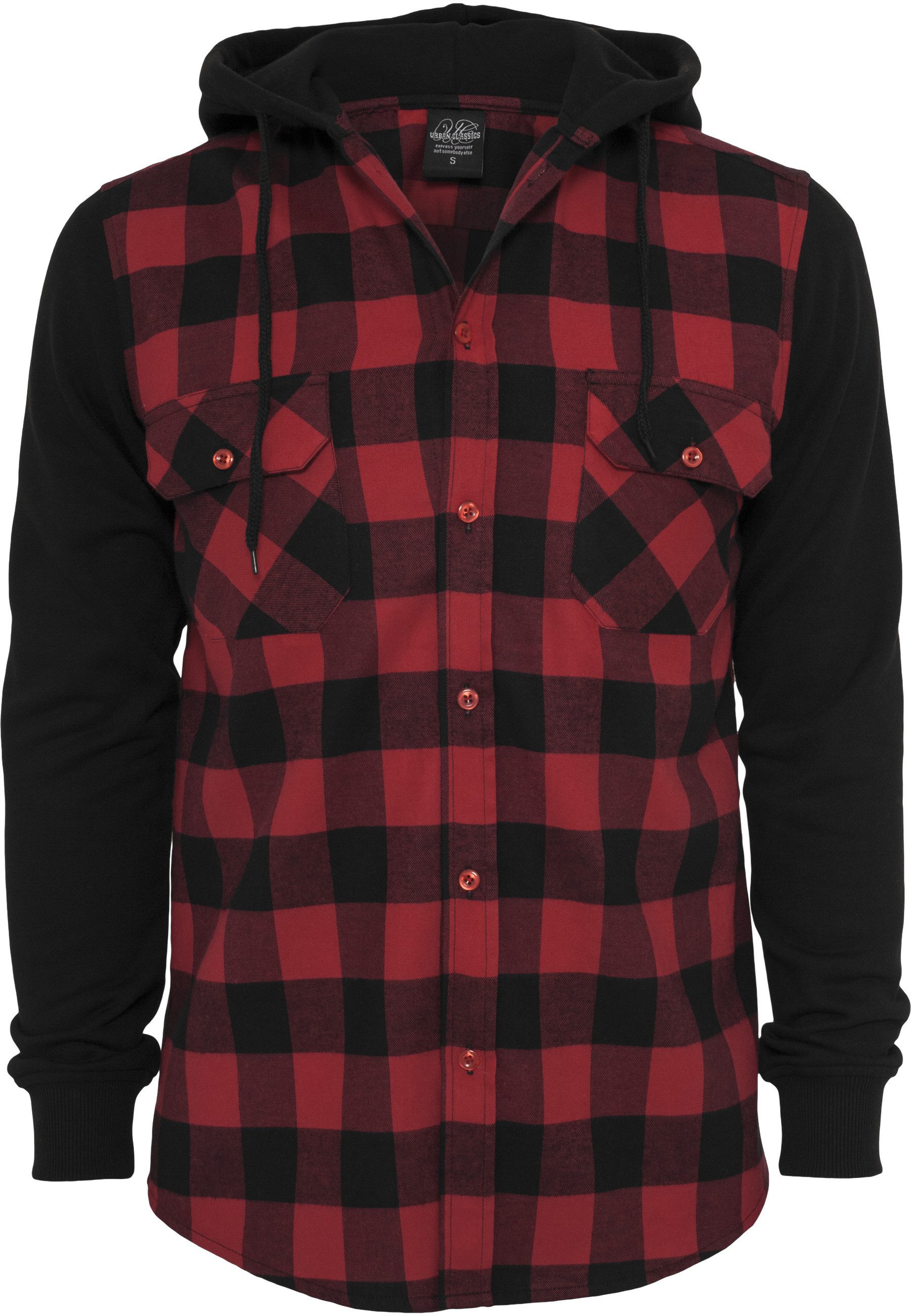 URBAN CLASSICS Langarm-Poloshirt Urban Classics Herren Hooded Checked Flane günstig online kaufen