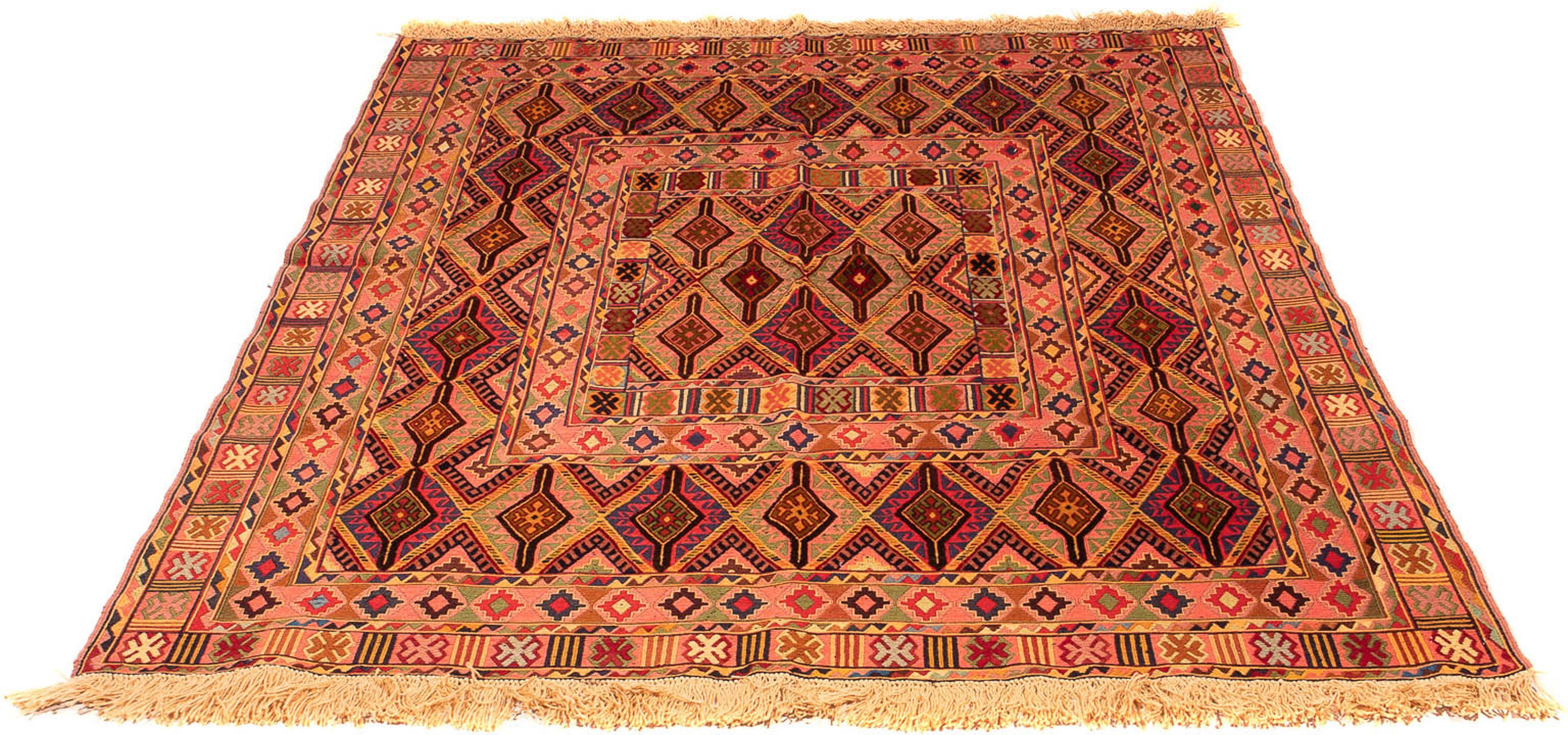 Wollteppich Kelim - Oriental - 180 x 142 cm - mehrfarbig, morgenland, rechteckig, Höhe: 4 mm, Wohnzimmer, Einzelstück