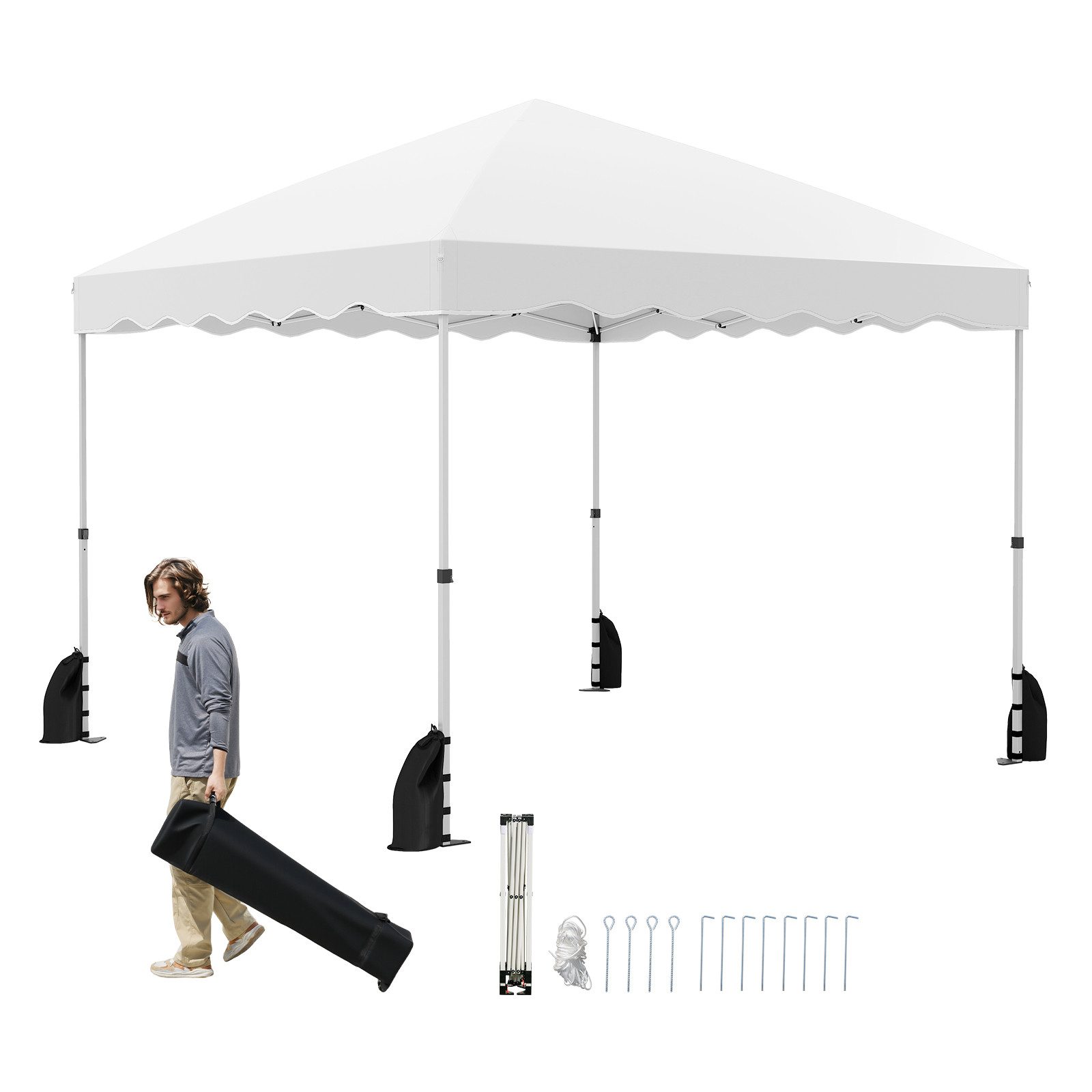 COSTWAY Faltpavillon, Pop-up Outdoor-Pavillon klappbarer, mit Rolltasche