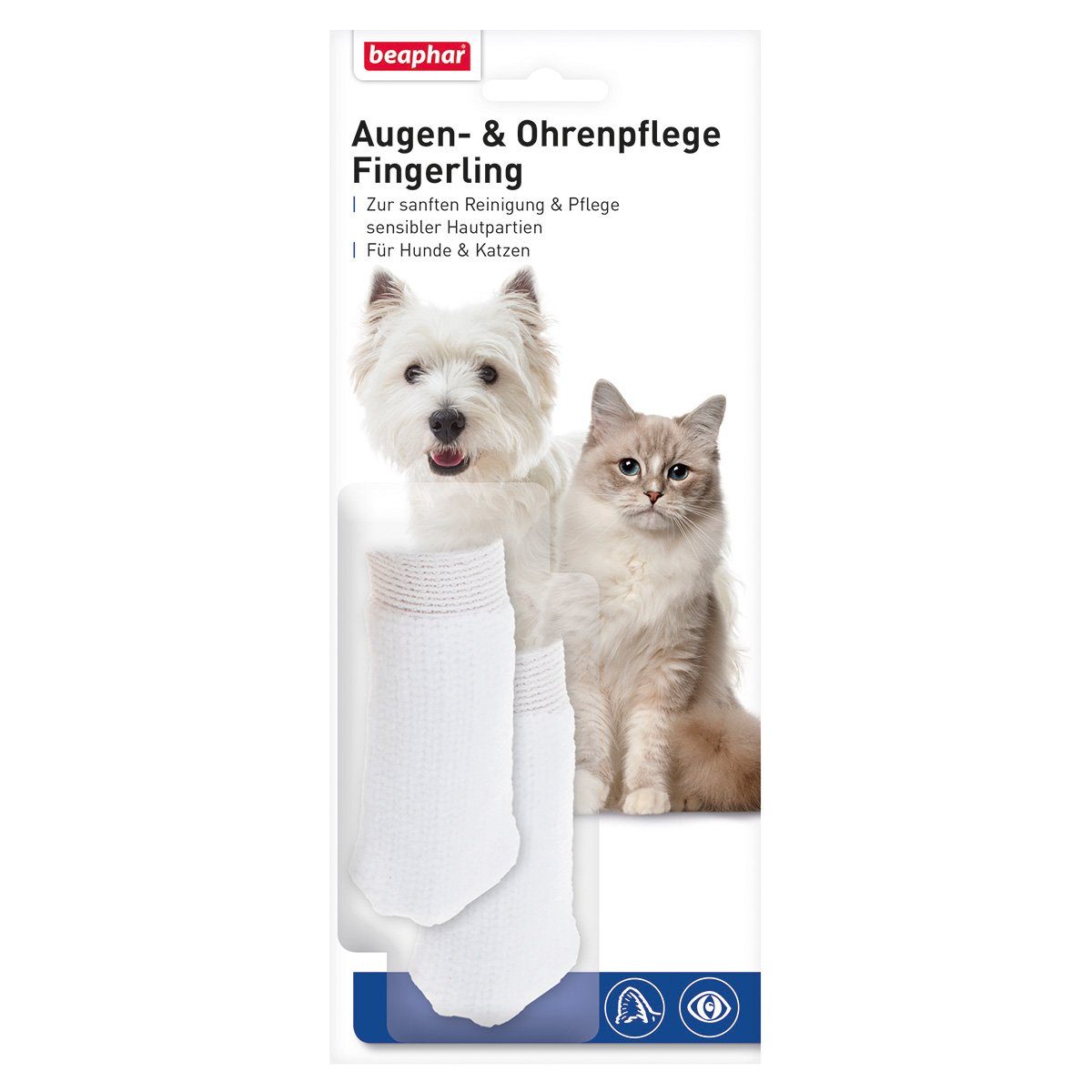 beaphar Fellbürste Augen- & Ohrenpflege Fingerling - 2 Stück für Hunde