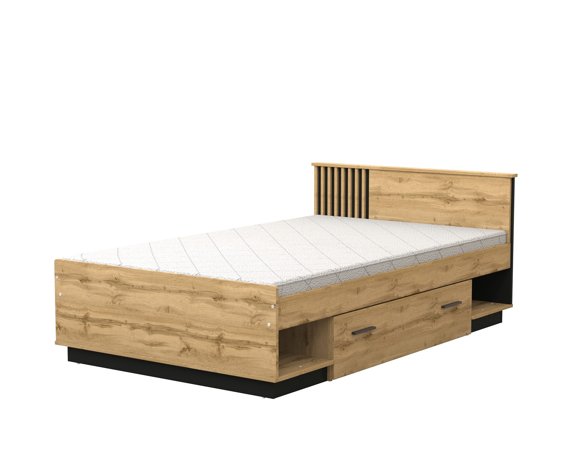 möbel-direkt.de Jugendzimmer-Set Lamelo in Eiche Wotan & Schwarz Matt, (Komplett Set, 3-tlg., Verschiedene Zusammenstellungen wählbar), ABS laminiert