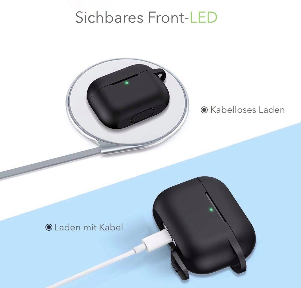 AVANA Kopfhörer-Schutzhülle Hülle für Apple AirPods (3. Generation) Schutzhülle Silikon 360° Case, Cover, Slim Fit, Ladecase Tasche, Schwarz