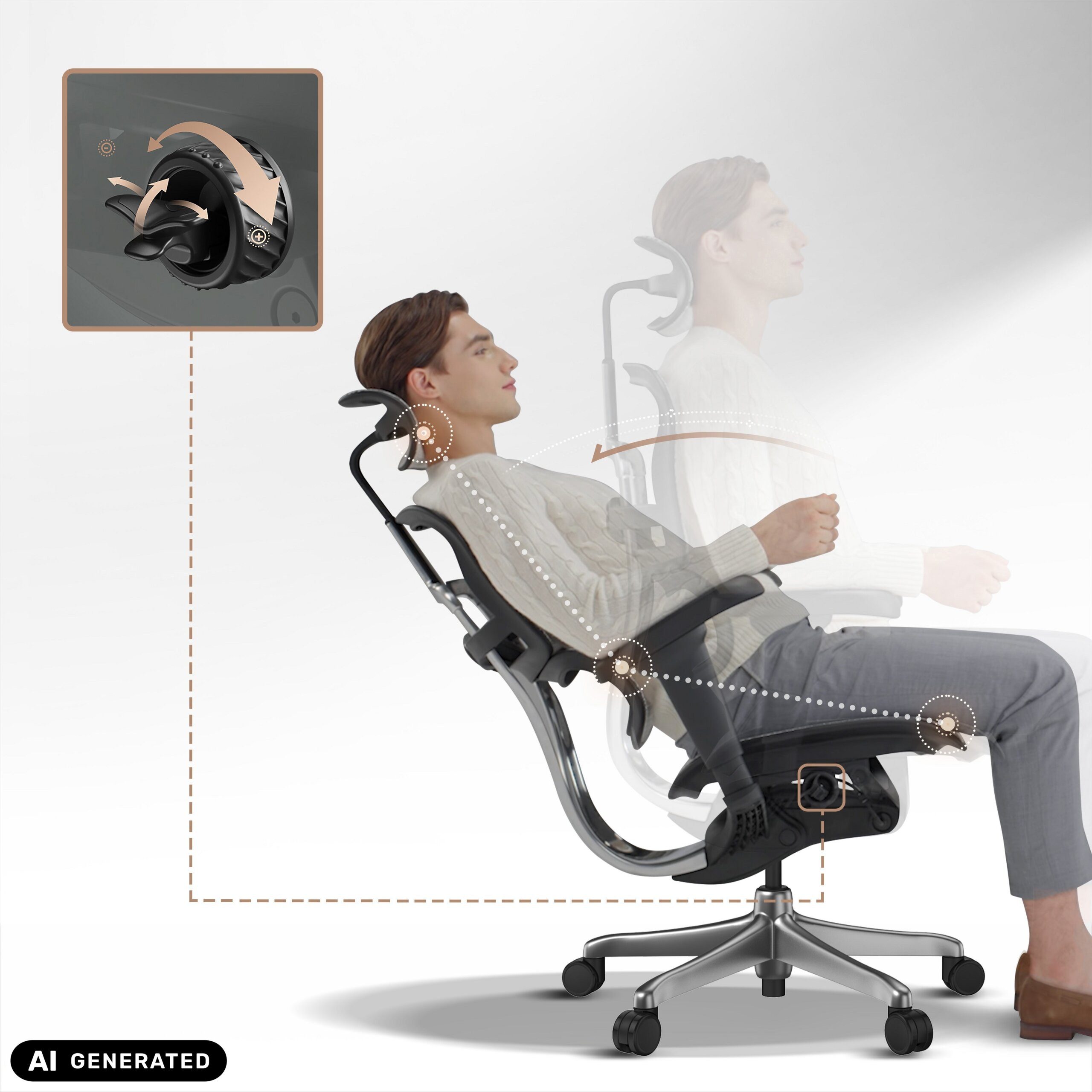 hjh OFFICE Drehstuhl Luxus Chefsessel Ergohuman Signature Gen2 (1 St), Profi Bürostuhl Schreibtischstuhl ergonomisch