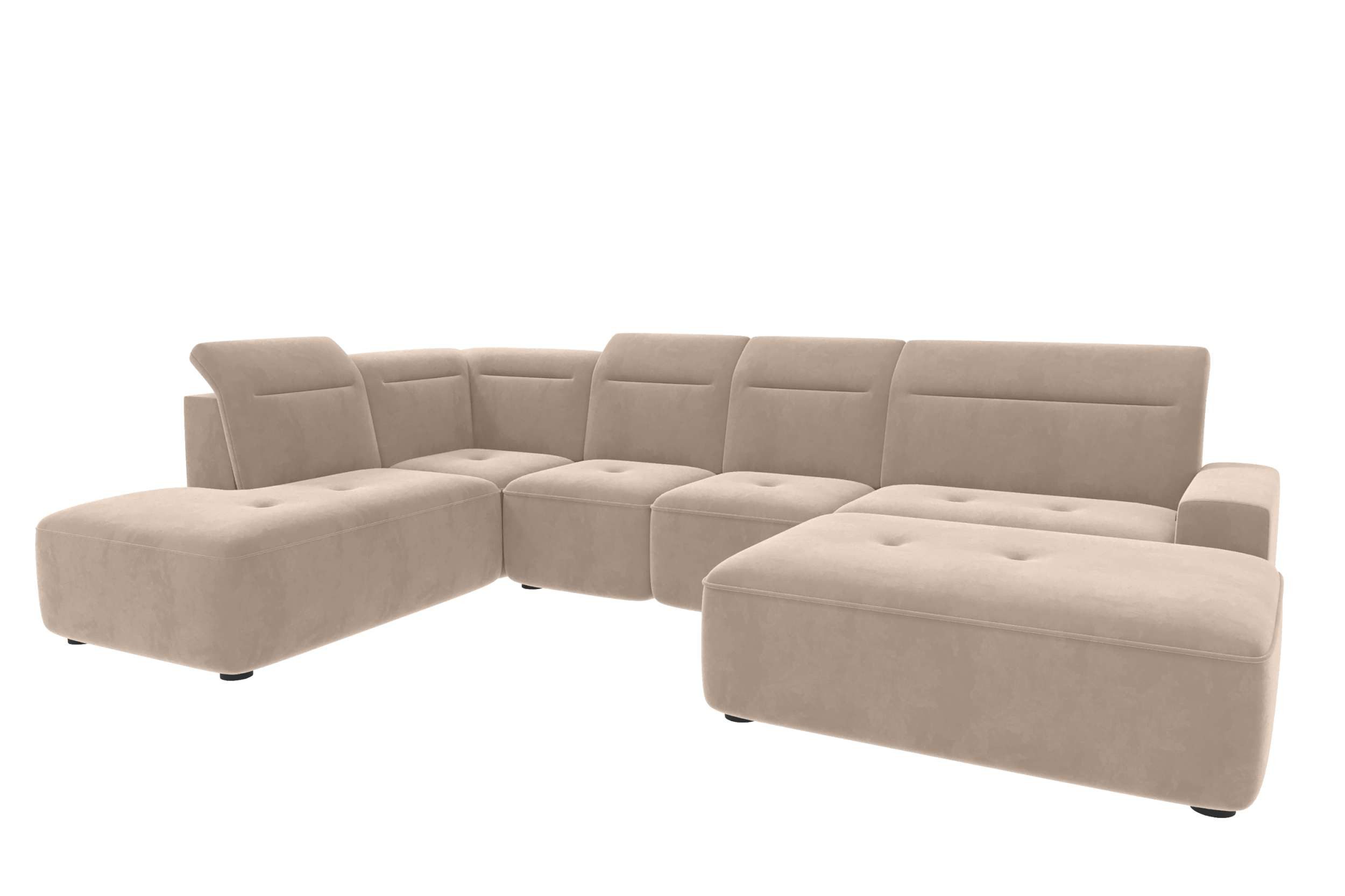 99rooms Wohnlandschaft Elvaro, Sofa, U-Form, Bezug aus Velours PALLADIUM, mit elektrischer Sitztiefenverstellung