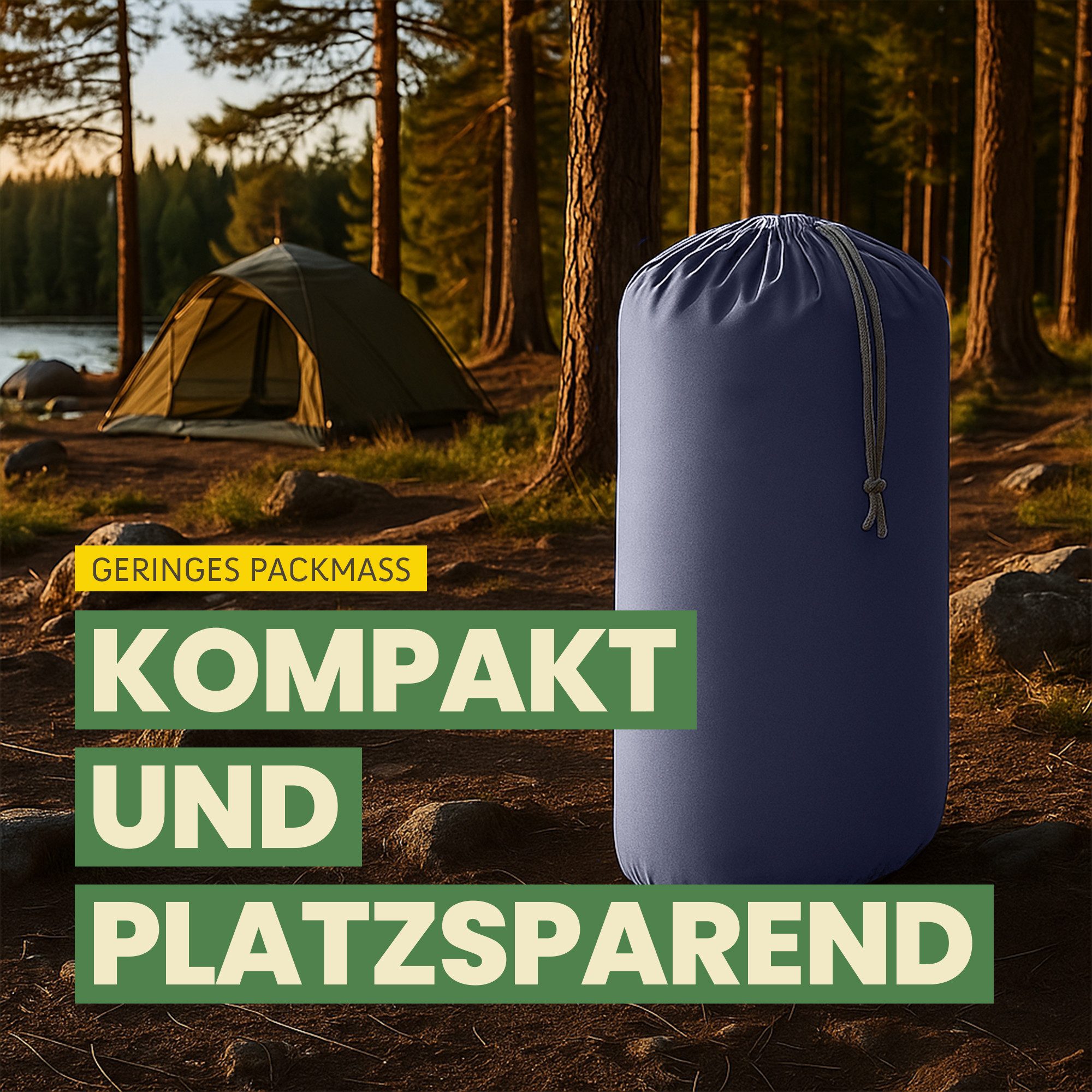 Bestlivings Steppbett + Kopfkissen inkl. Beutel für Reisen/Camping, Füllung: Polyester, Decke 135x200, Kissen 40x80, ohne Bettwäsche nutzbar, 60°C waschbar