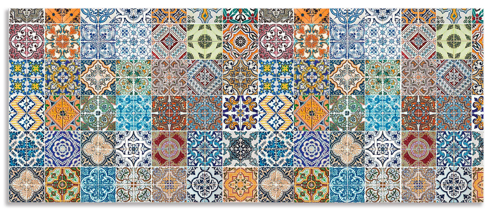 Artland Küchenrückwand "Gemusterte Keramikfliesen" Alu Spritzschutz mit Kle günstig online kaufen