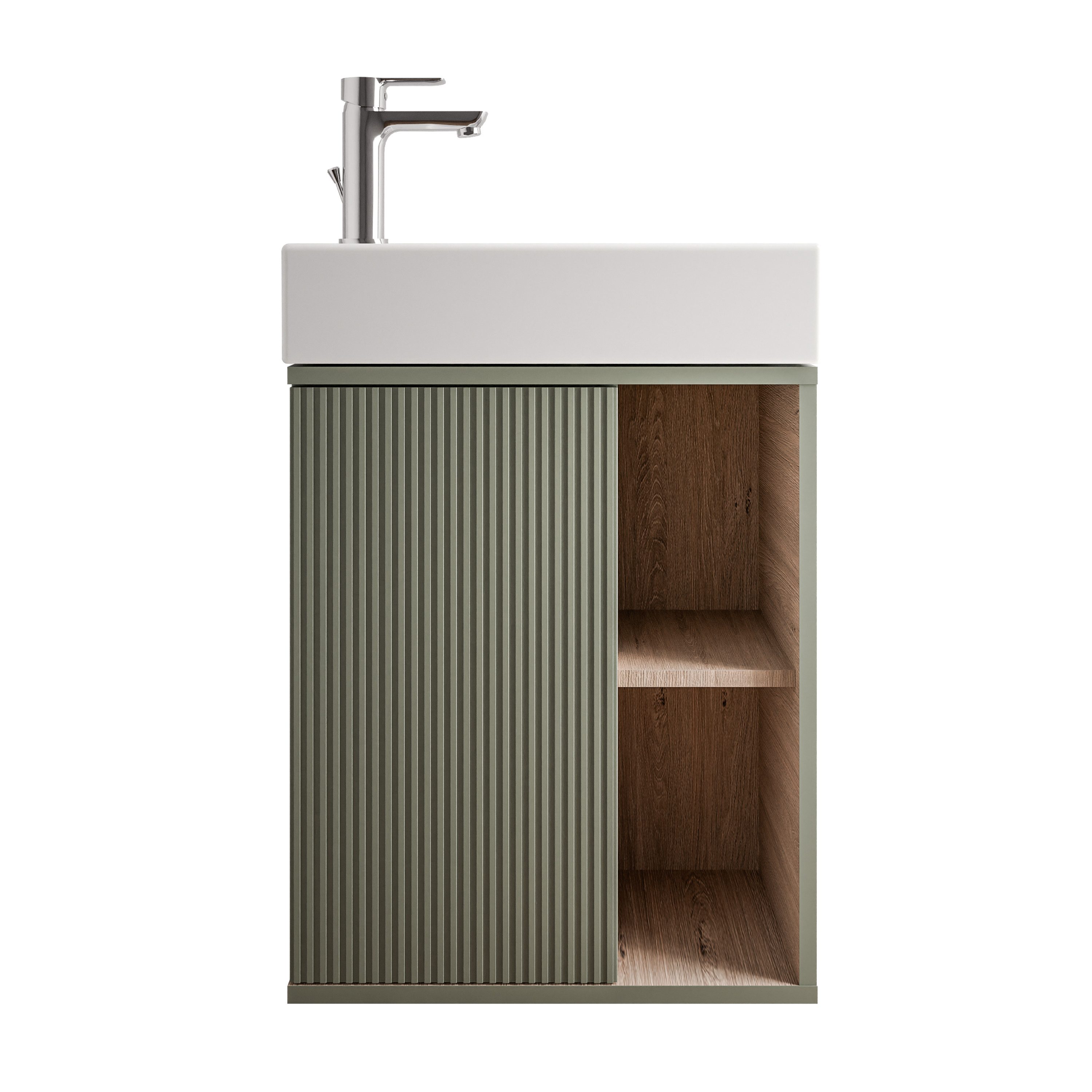 Bernstein Badmöbel-Set BELDIVO, (mit Waschbecken DURAVIT, Waschtischunterschrank 50 cm mit Waschbecken), Türanschlag links - Farbe wählbar - matt